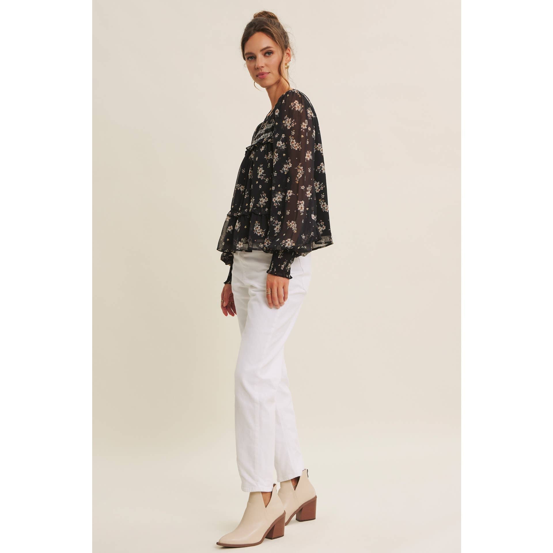 Jaime Smocked Floral Blouse