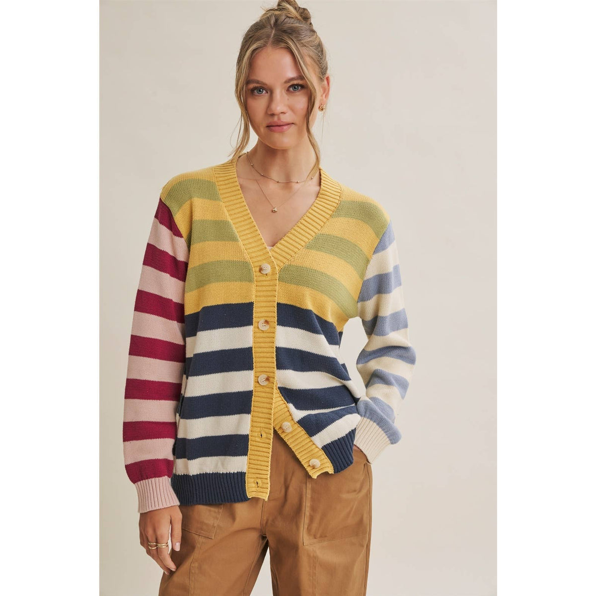 Sally Colorblock Striped Cardigan