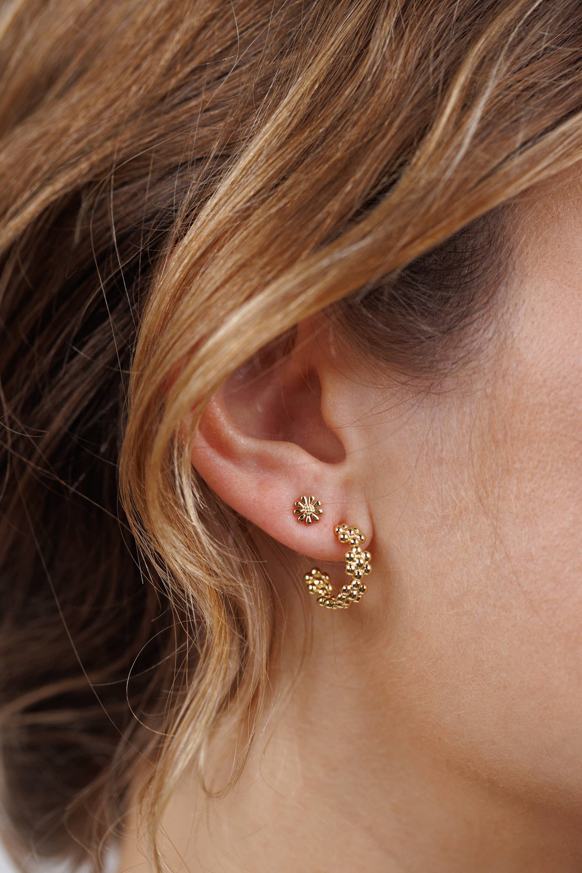 Gold Petite Daisy Stud Earrings