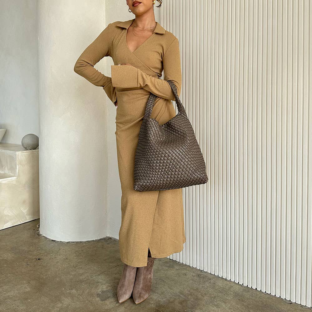 Johanna Espresso Recycled Vegan Leather Shoulder Bag