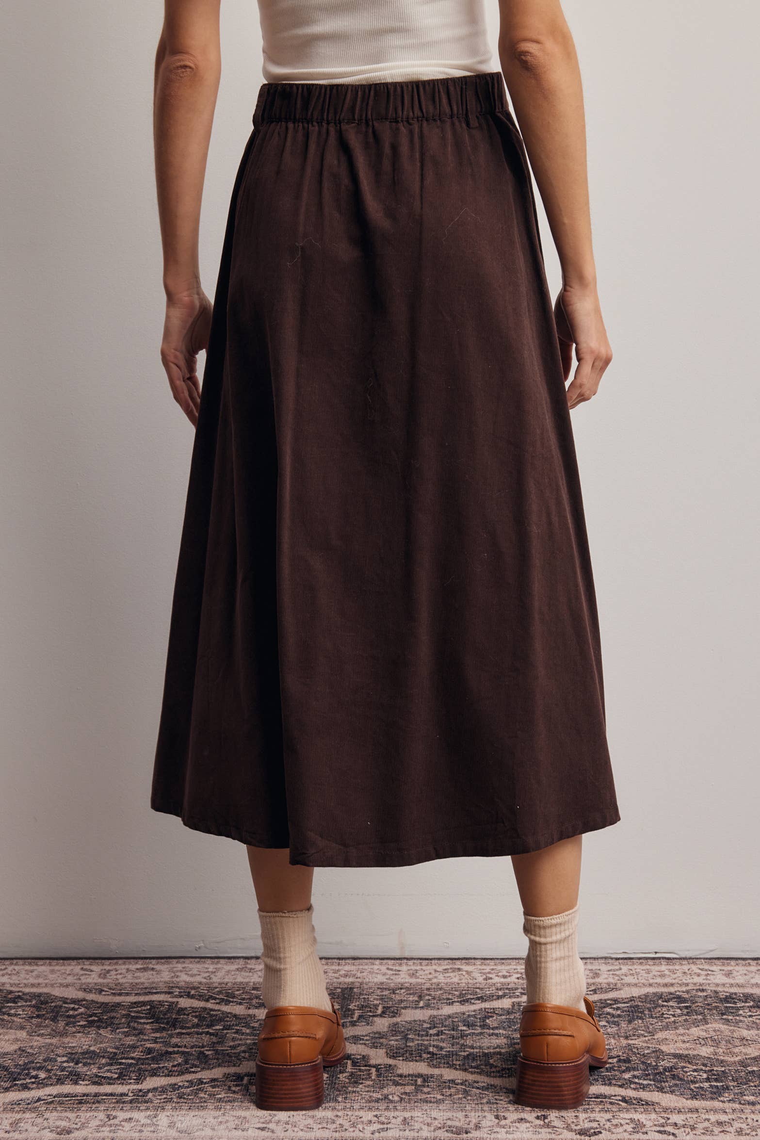 Reed Corduroy Button Front Midi Skirt