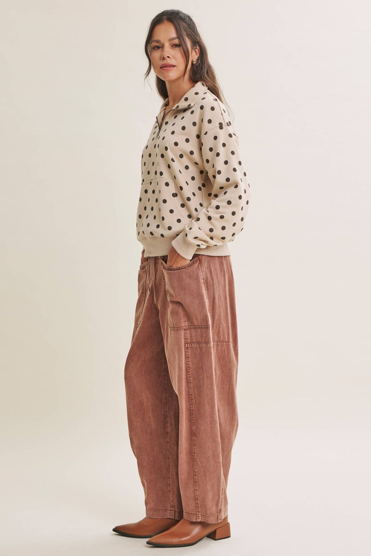 Lennox Polka Dot Half Zip Pullover