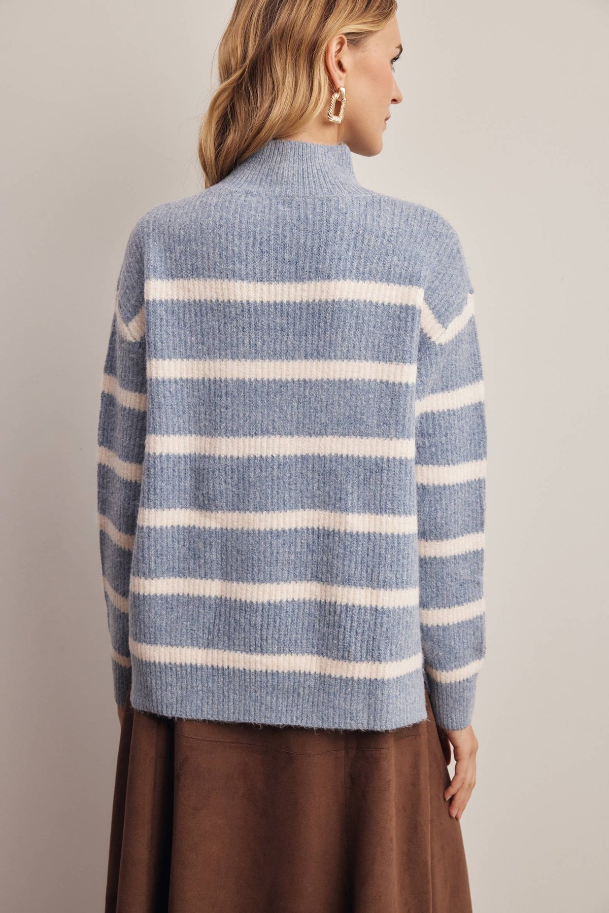 Eleanor Striped Mock Neck Sweater