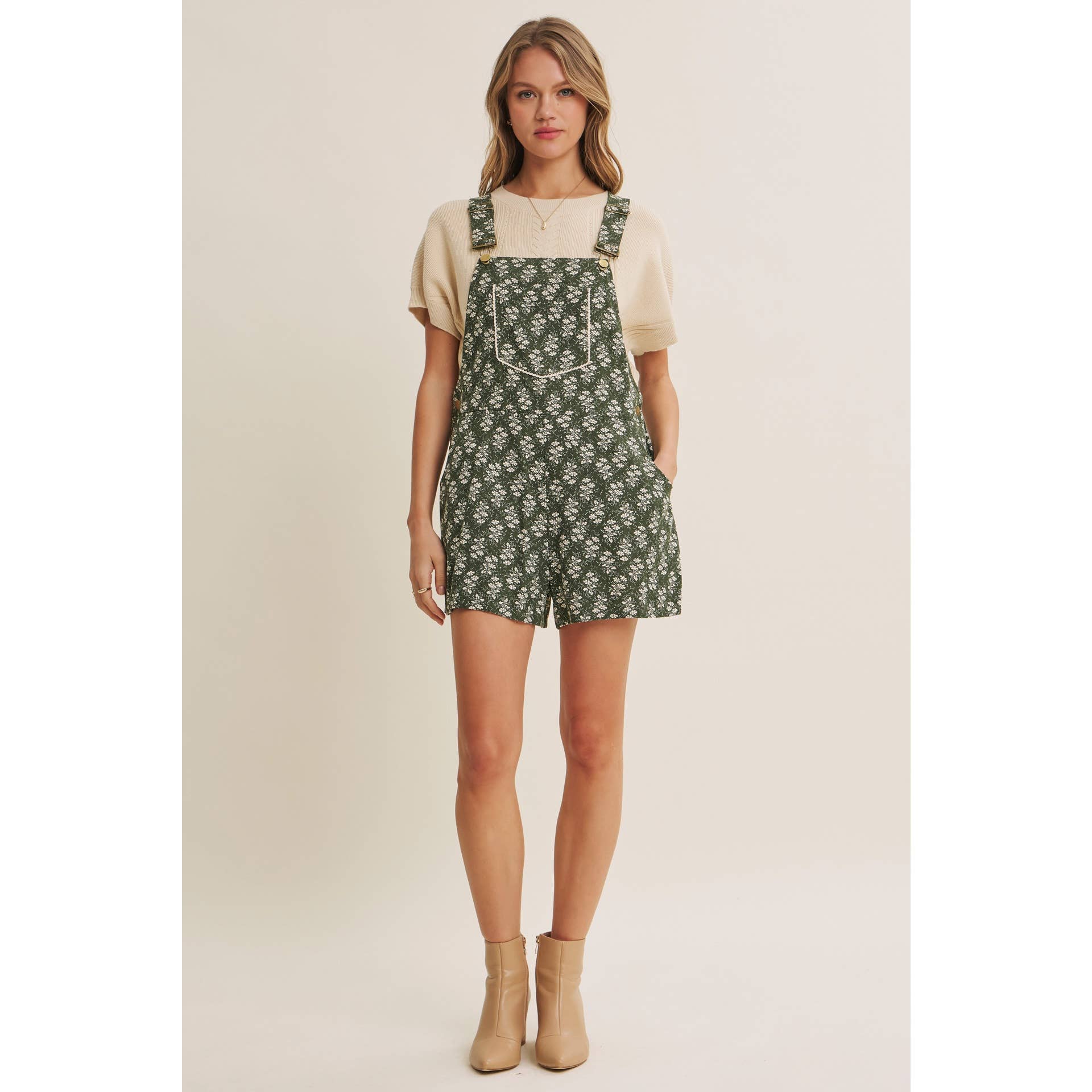 Kimmy Floral Short Overalls