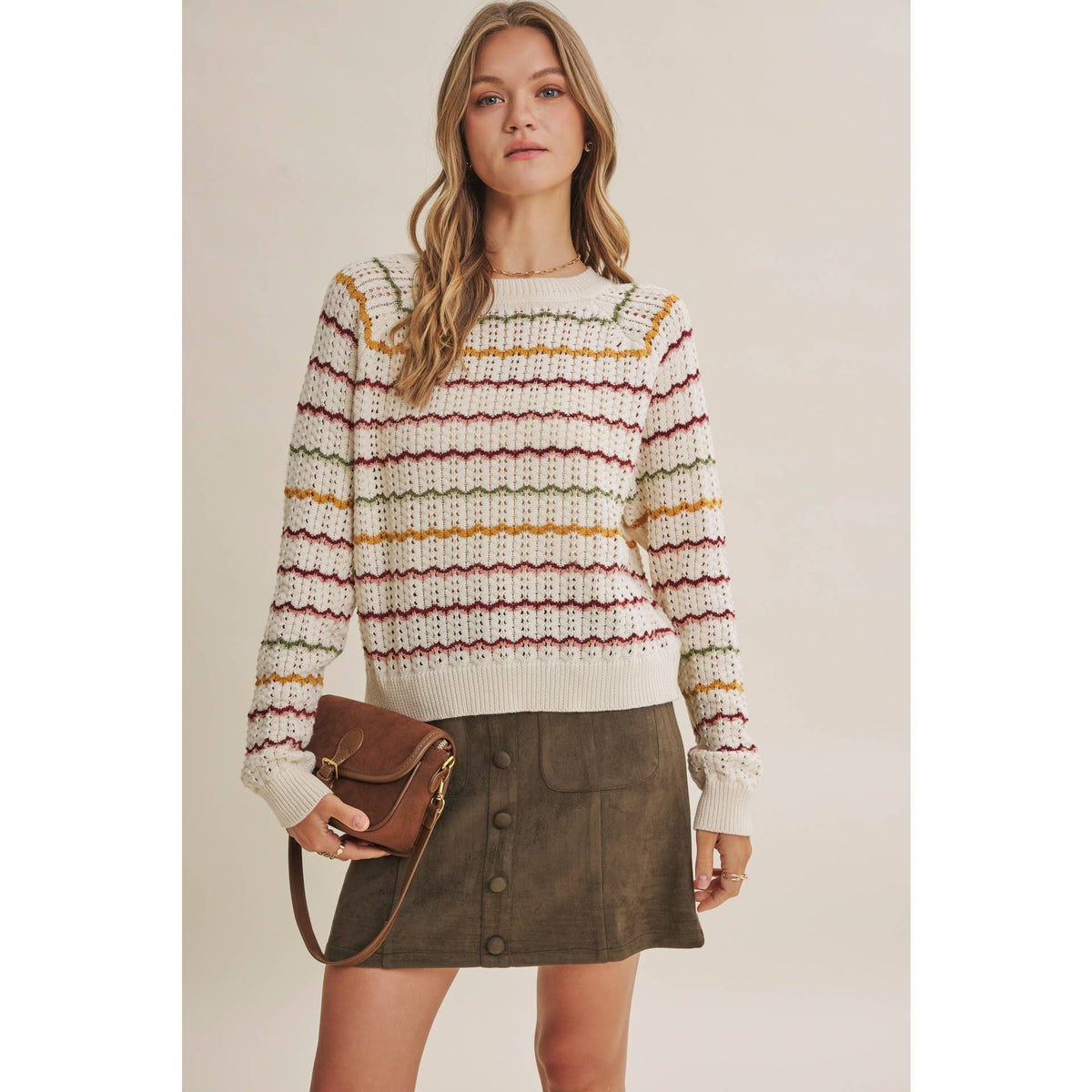 Clover Scallop Stripe Sweater
