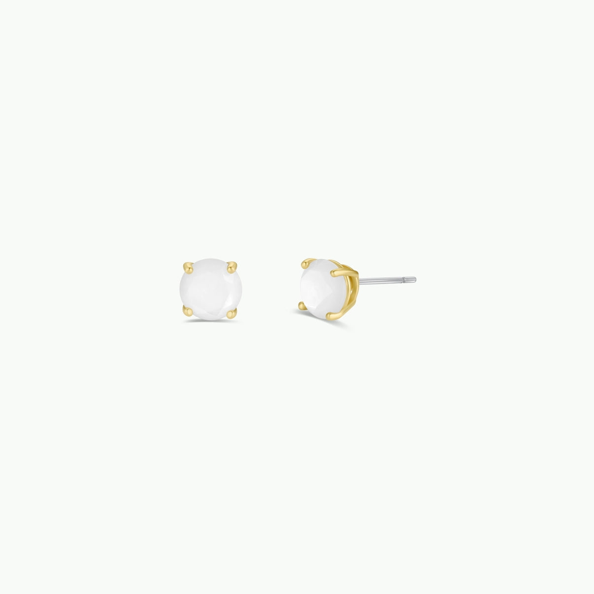 Round Gemstone Gold Earrings