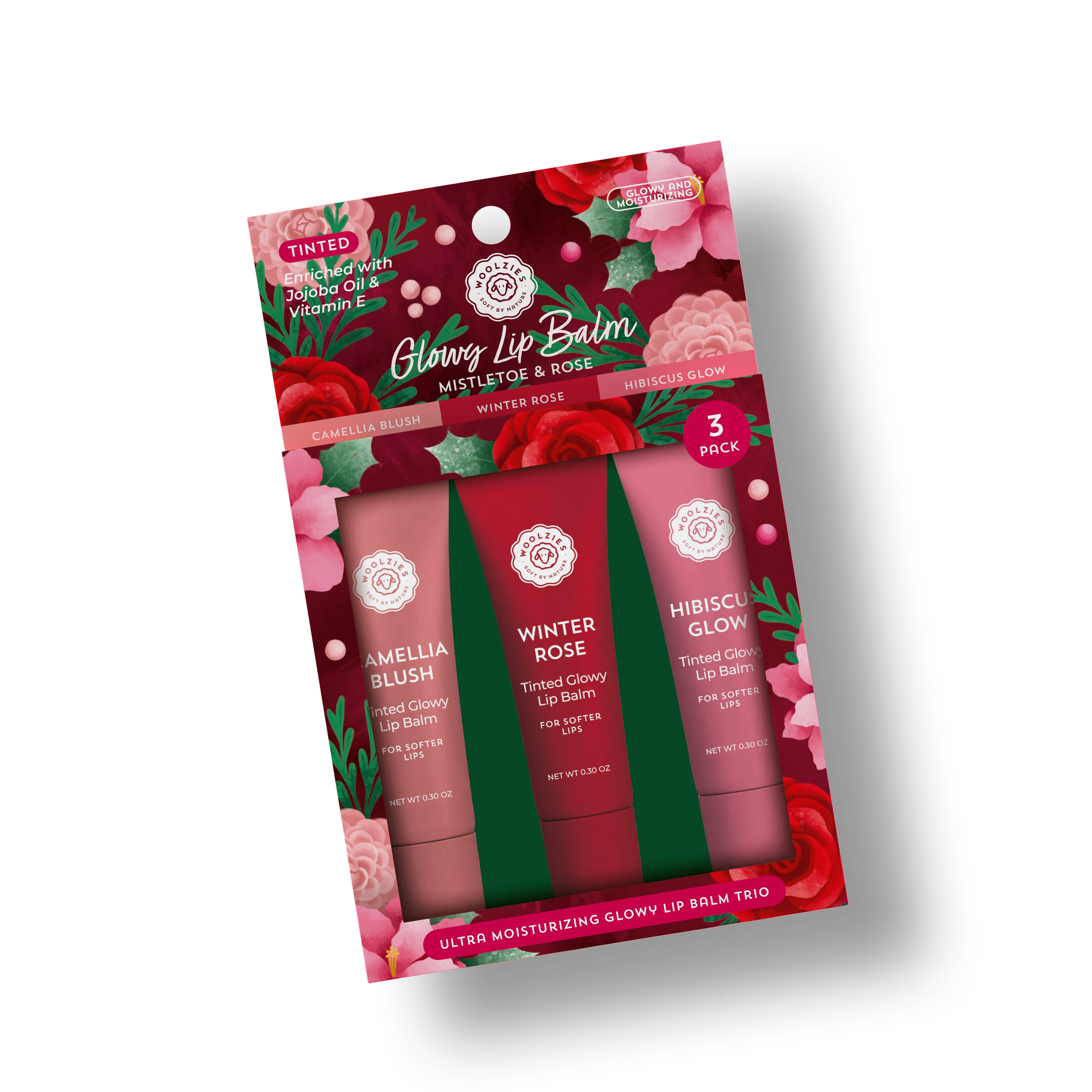 Glowy Lip Balm Trio - Mistletoe & Rose