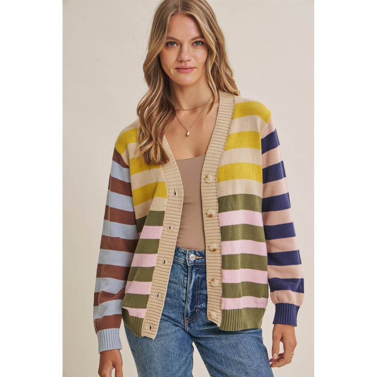 Sally Colorblock Striped Cardigan