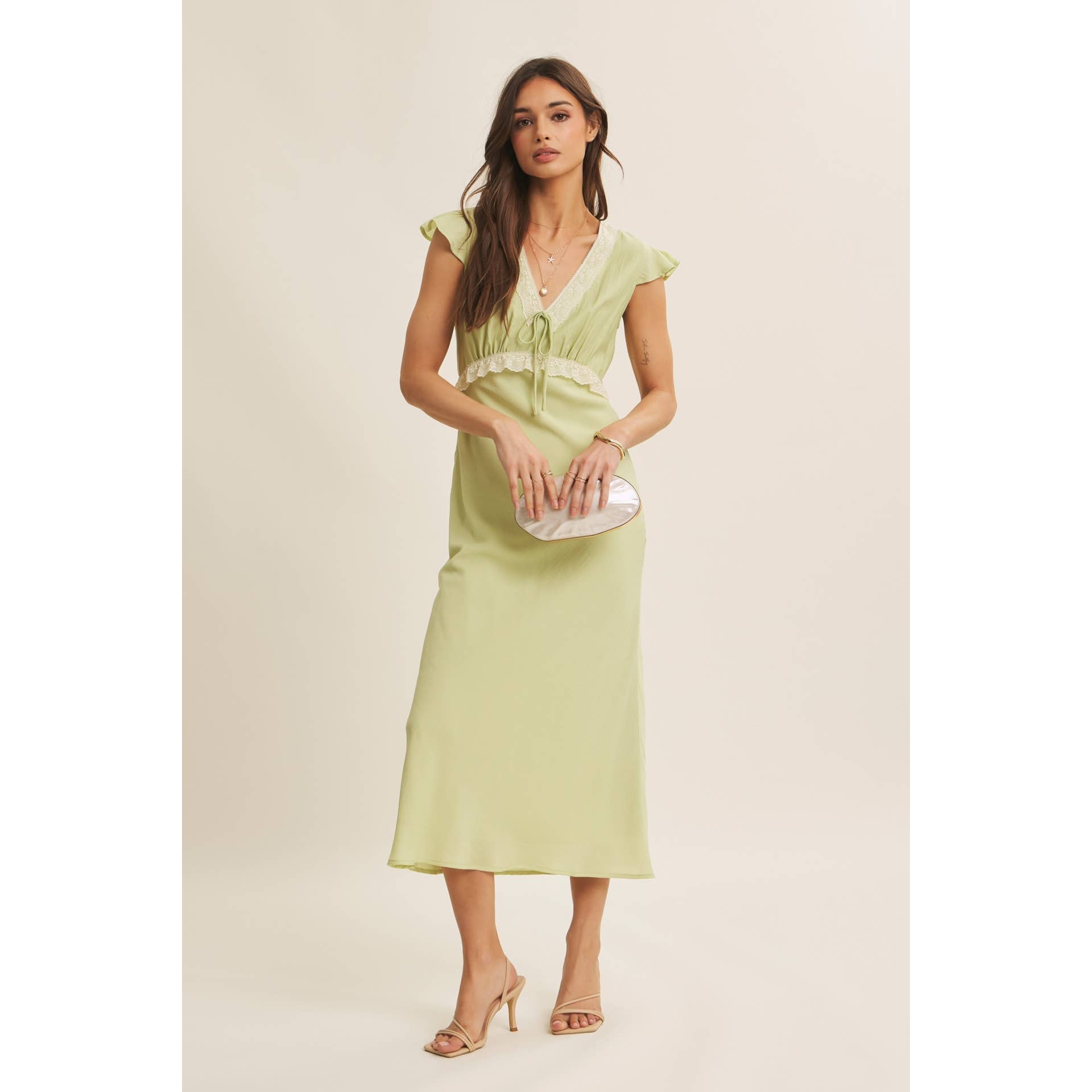 Lori Lace Trimmed Midi Dress