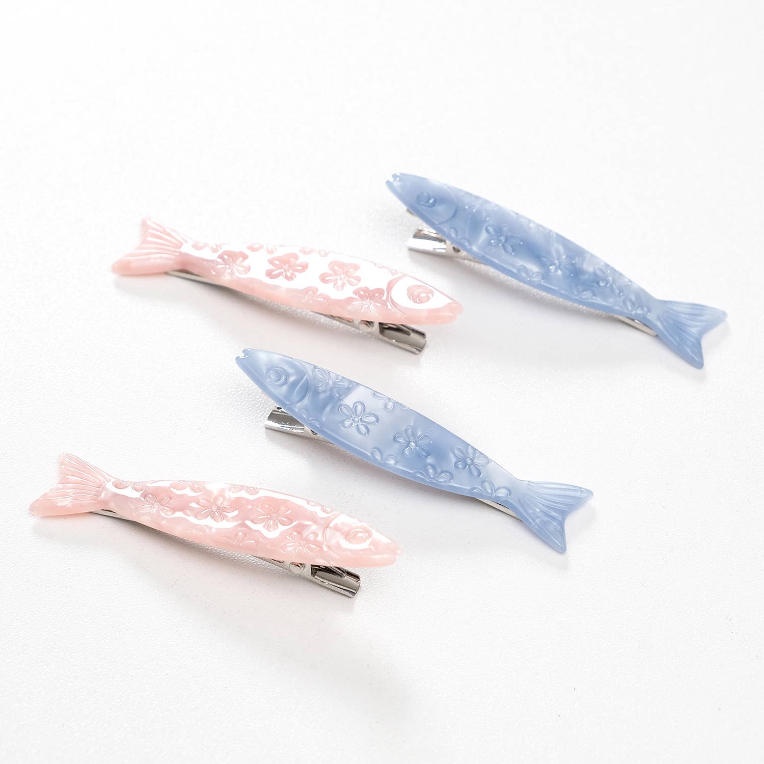 Saltwater Floral Sardine Fish Barrette Hair Clip - Small