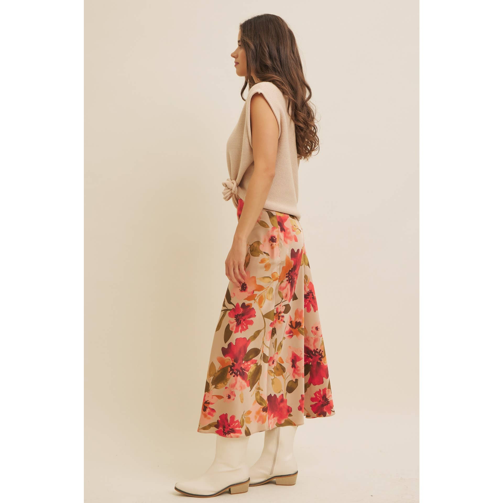 Jocelyn Floral Satin Maxi Skirt