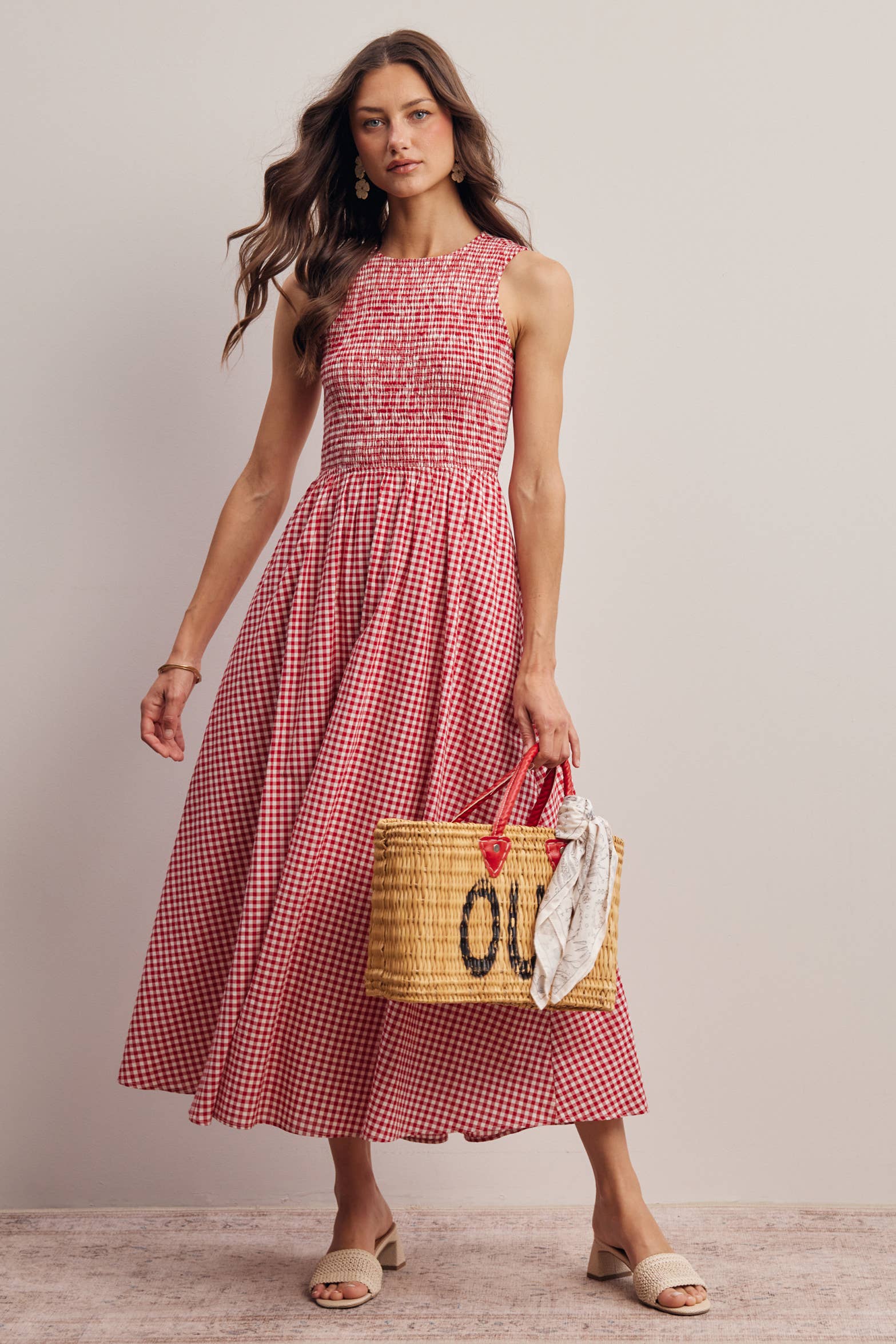 Sienna Open-Back Gingham Maxi Dress