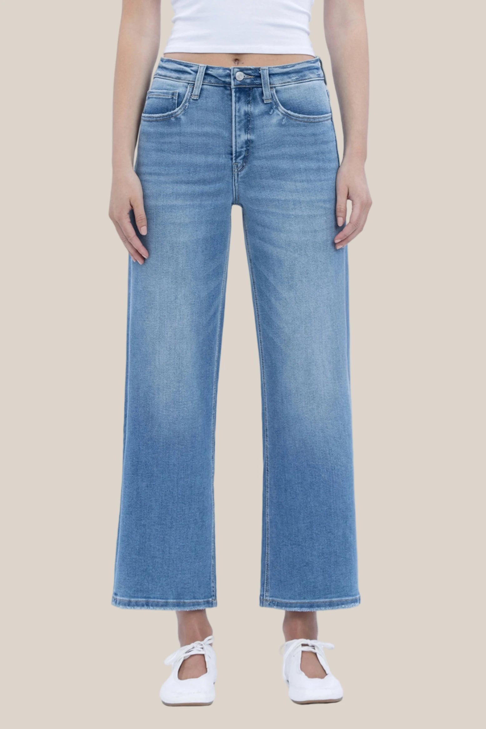 Anna High Rise Cropped Wide Leg Jeans