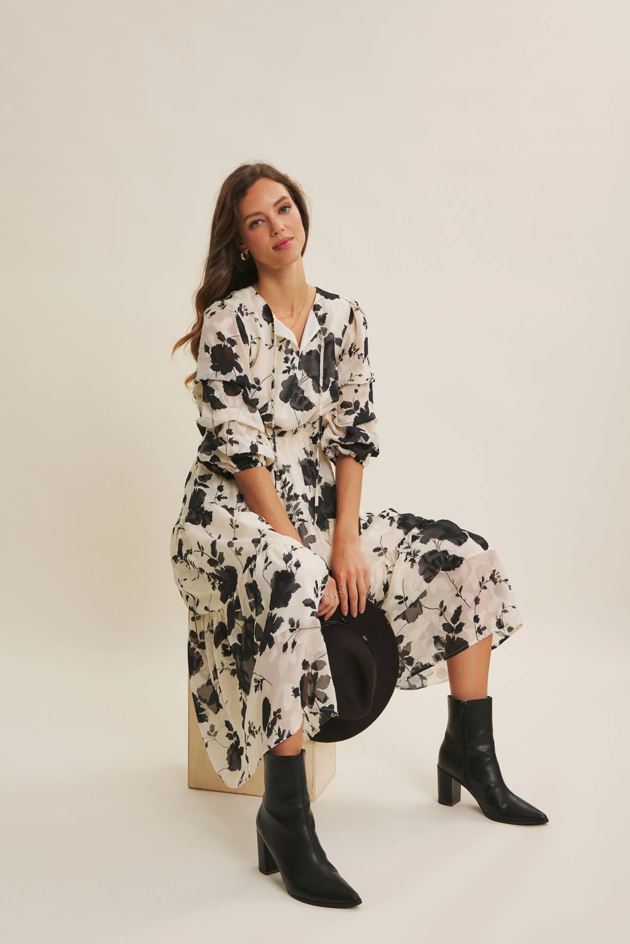 Lauren Jacquard Floral Maxi Dress