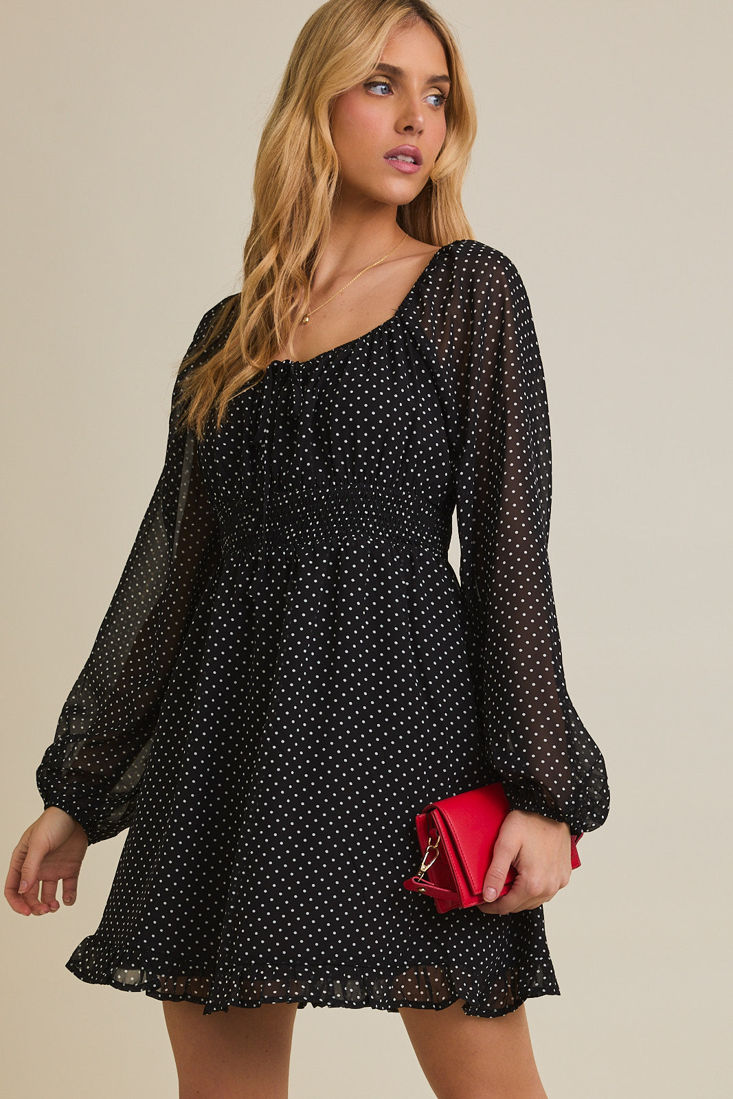 Louise Smocked Polka Dot Mini Dress