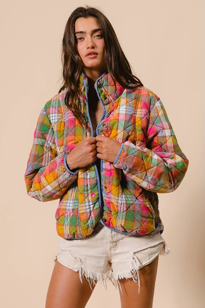 Dahlia Vintage Plaid Quilted Jacket
