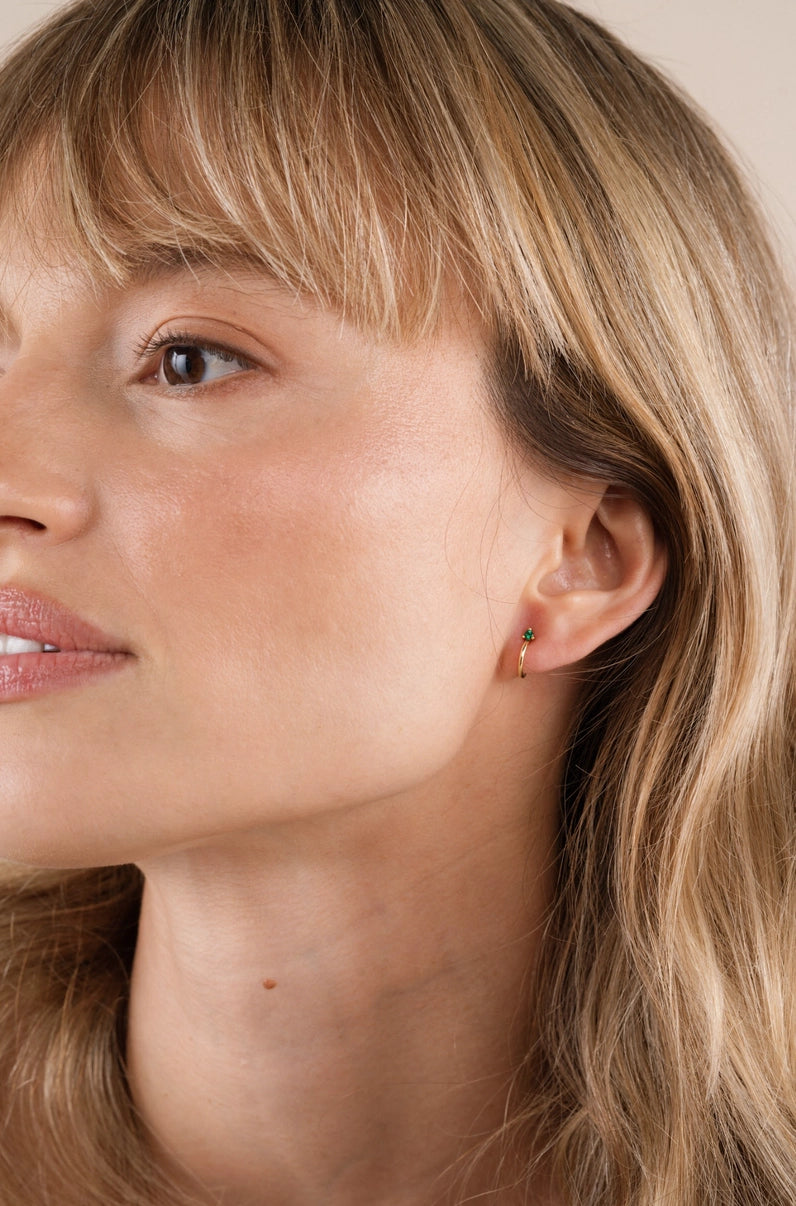 Open CZ Mini Hoop Gold Earrings