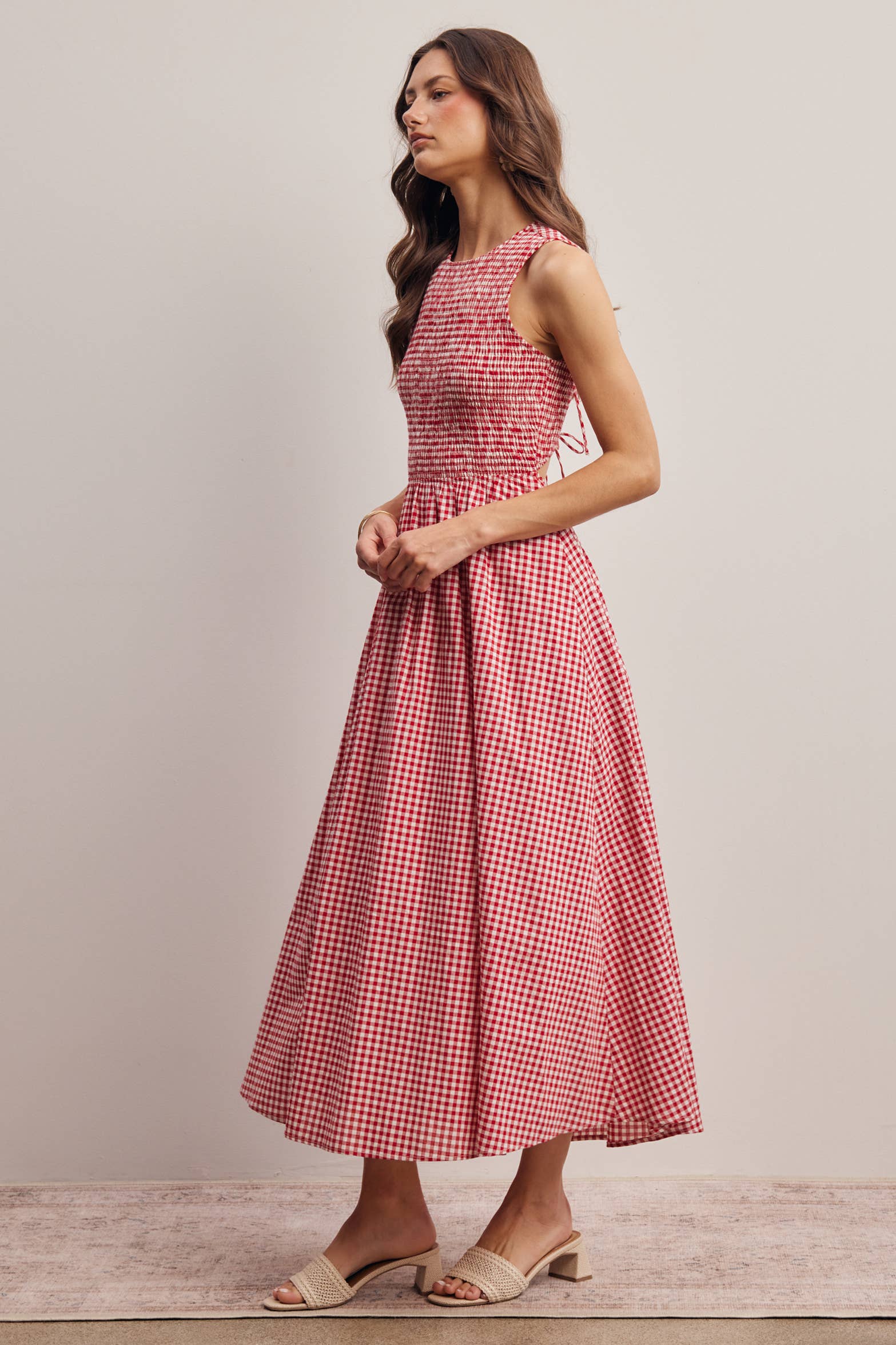 Sienna Open-Back Gingham Maxi Dress