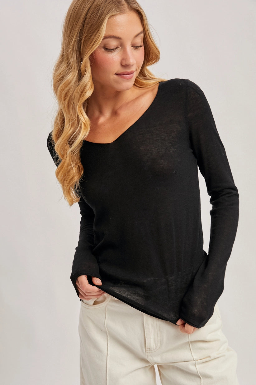 Monica Semi Sheer Knit Top