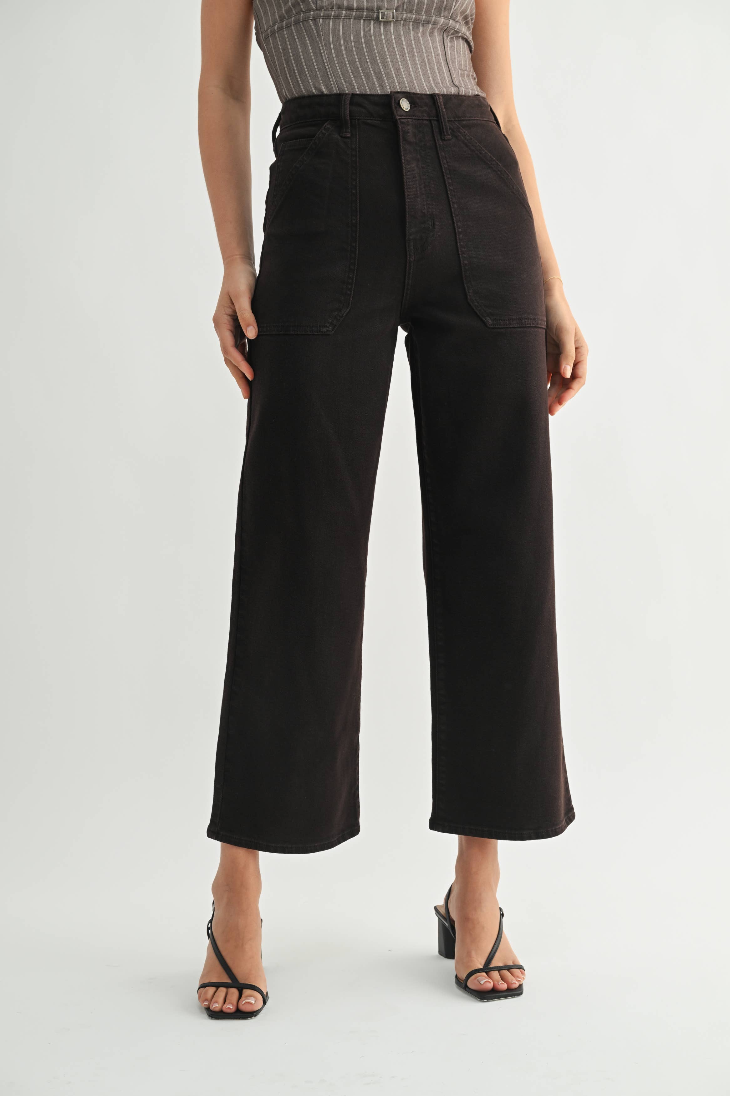 Rory Cargo Pocket Wide Leg Pant in Chocolate