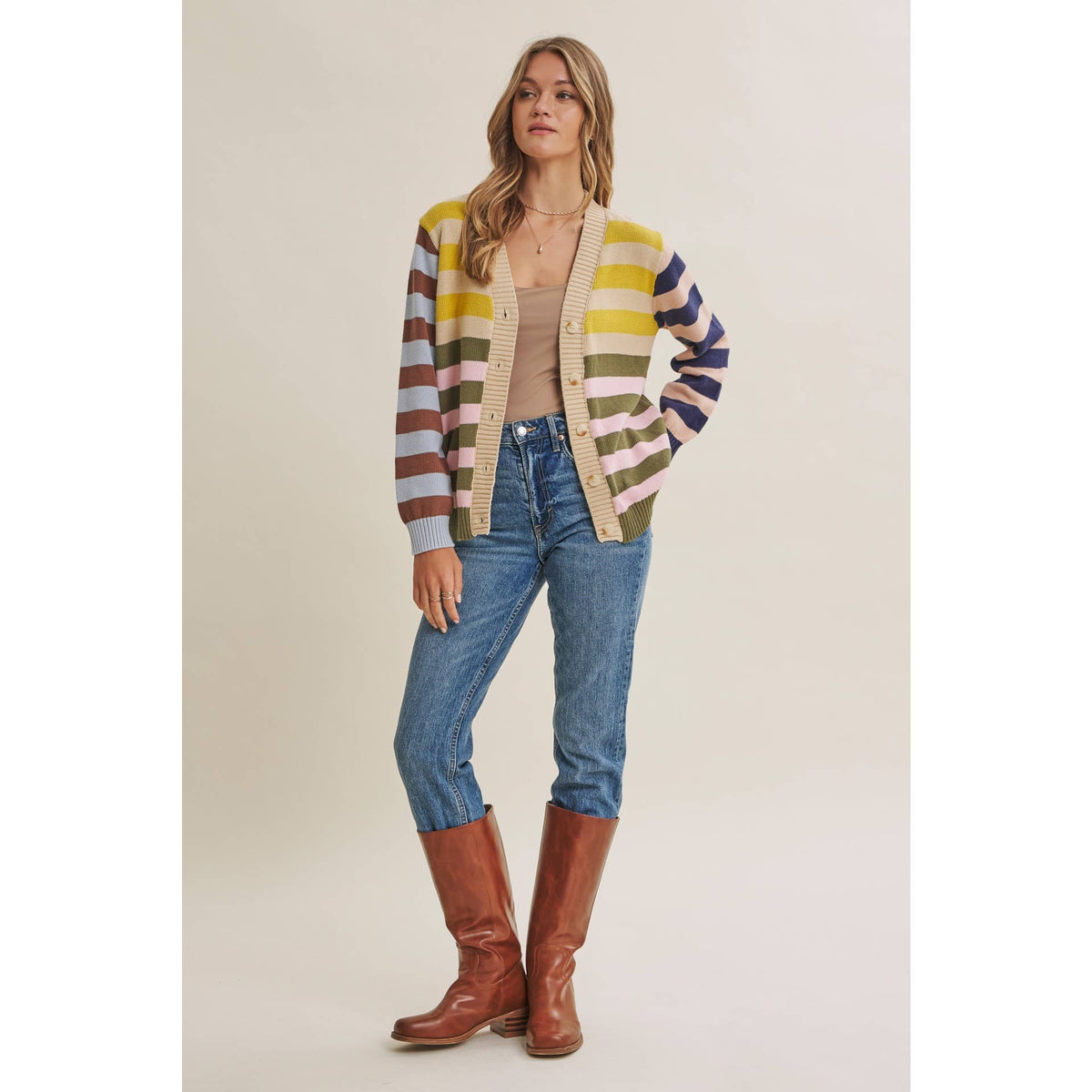 Sally Colorblock Striped Cardigan