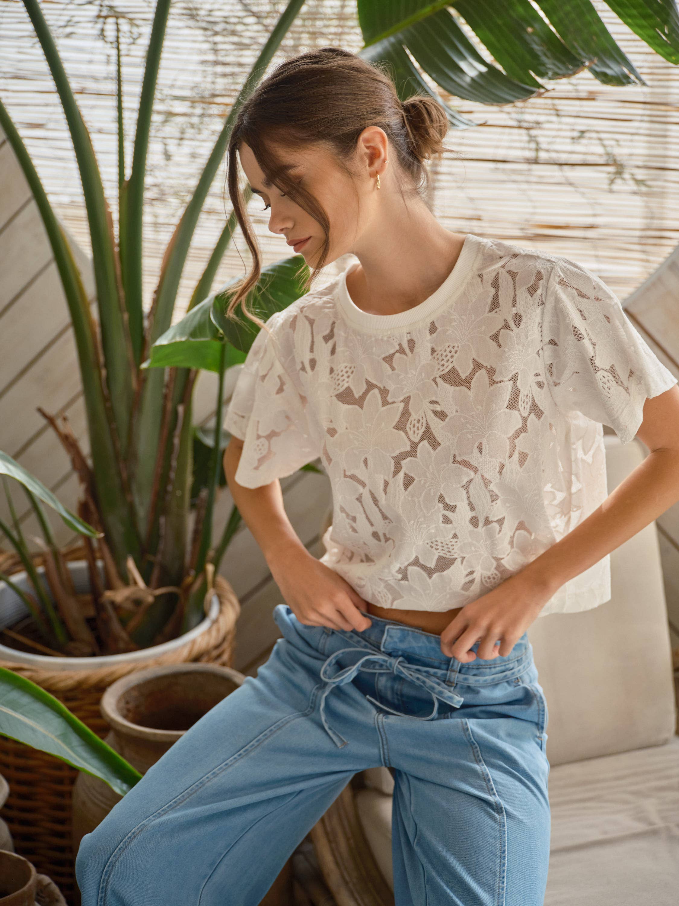 Kaylee Mesh Lace Floral Tee
