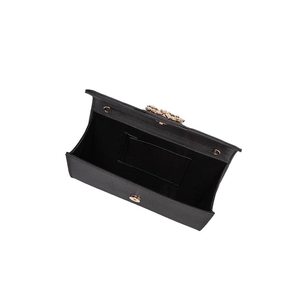 Elodie Black Satin Crossbody Bag
