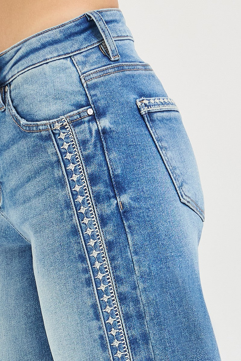 Rosie High Rise Embroidered Barrel Jeans
