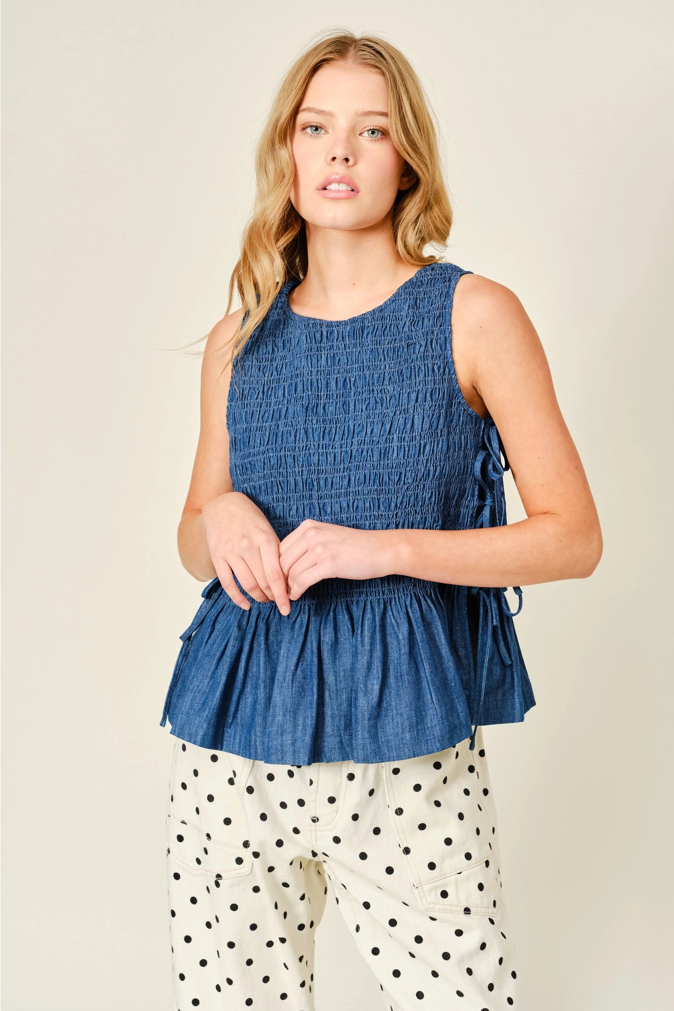 Quinn Smocked Tie Tank