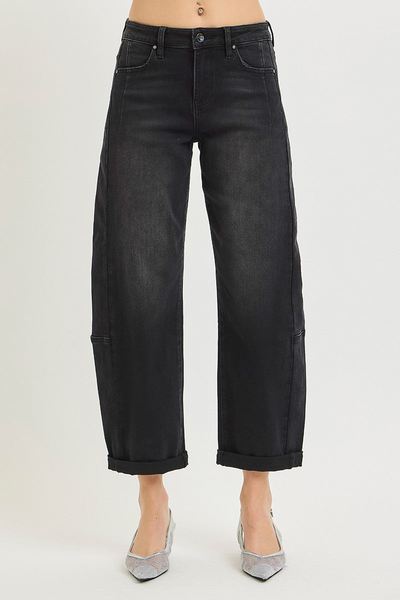 Reese High Rise Cropped Cuffed Barrel Jeans