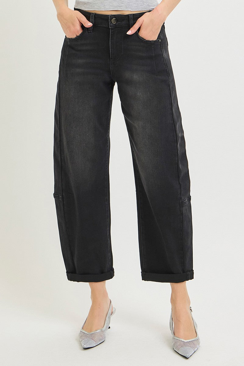Reese High Rise Cropped Cuffed Barrel Jeans