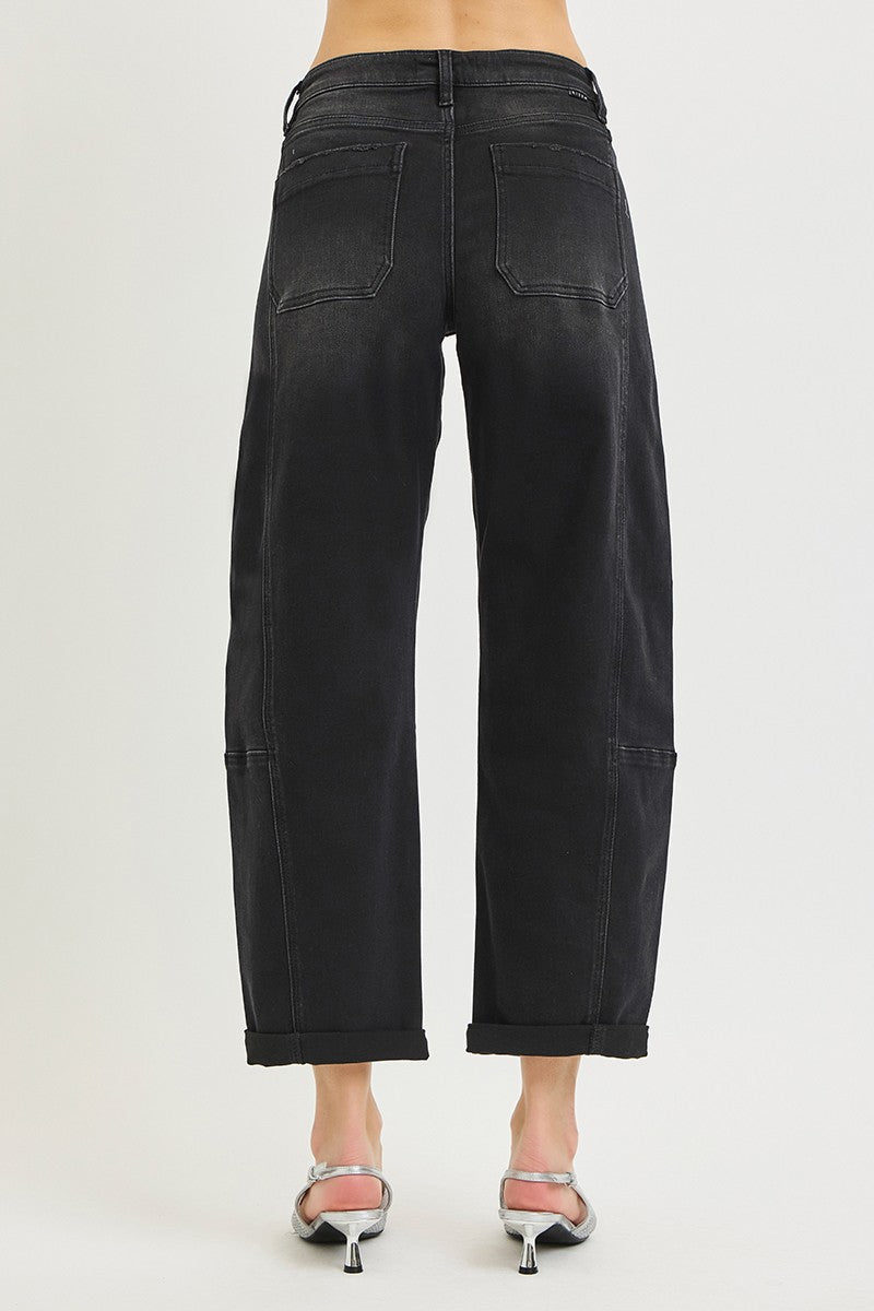 Reese High Rise Cropped Cuffed Barrel Jeans