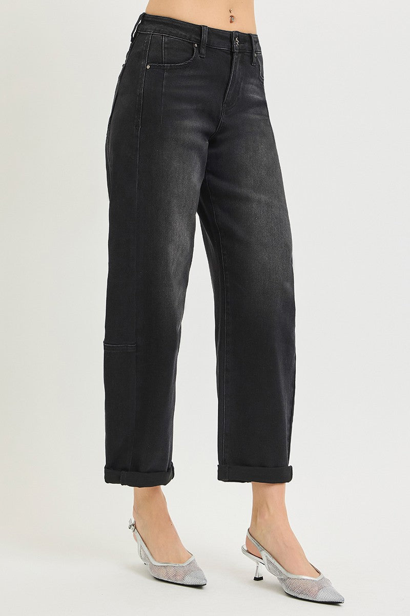Reese High Rise Cropped Cuffed Barrel Jeans
