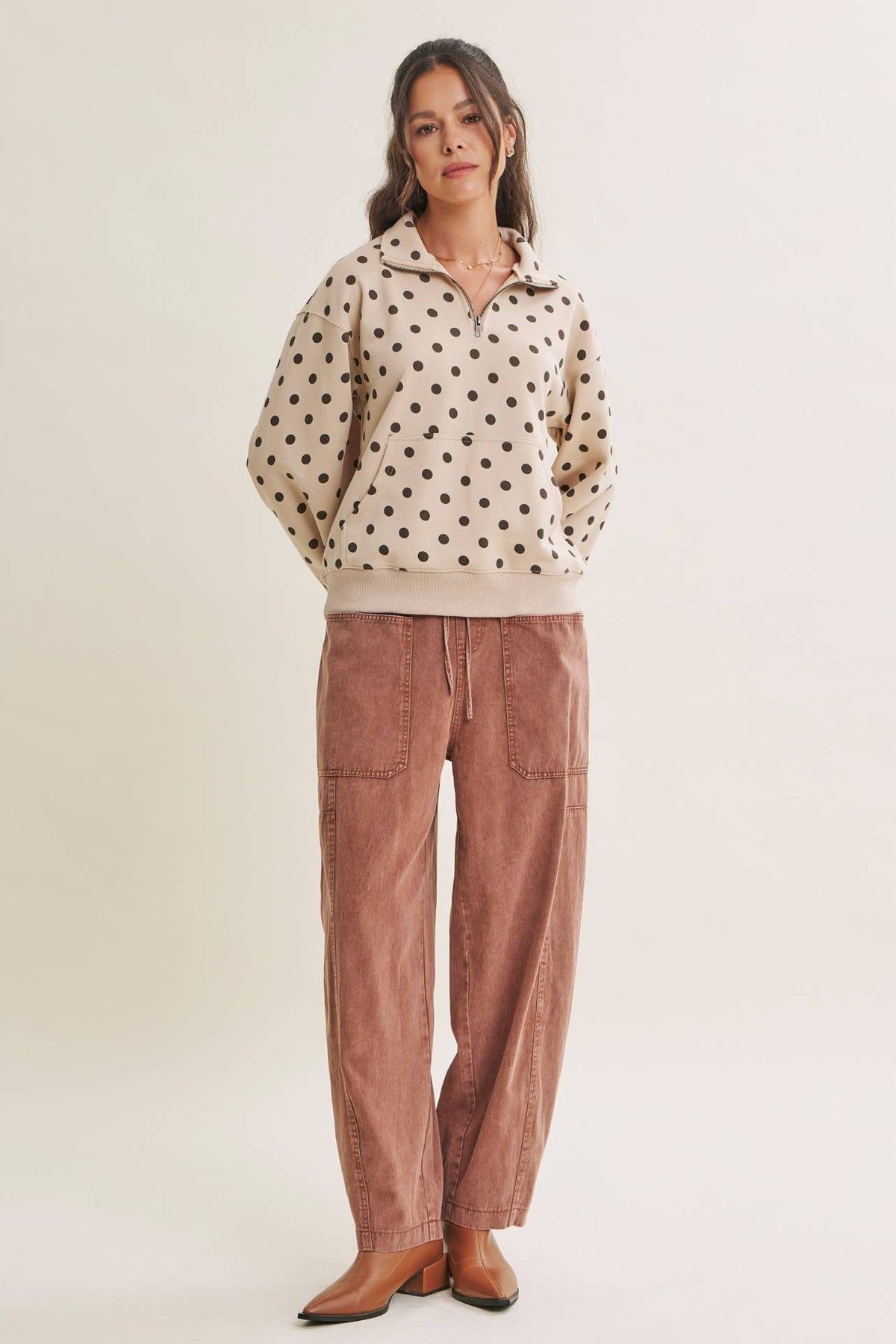 Lennox Polka Dot Half Zip Pullover