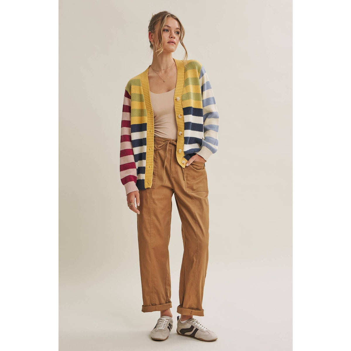 Sally Colorblock Striped Cardigan