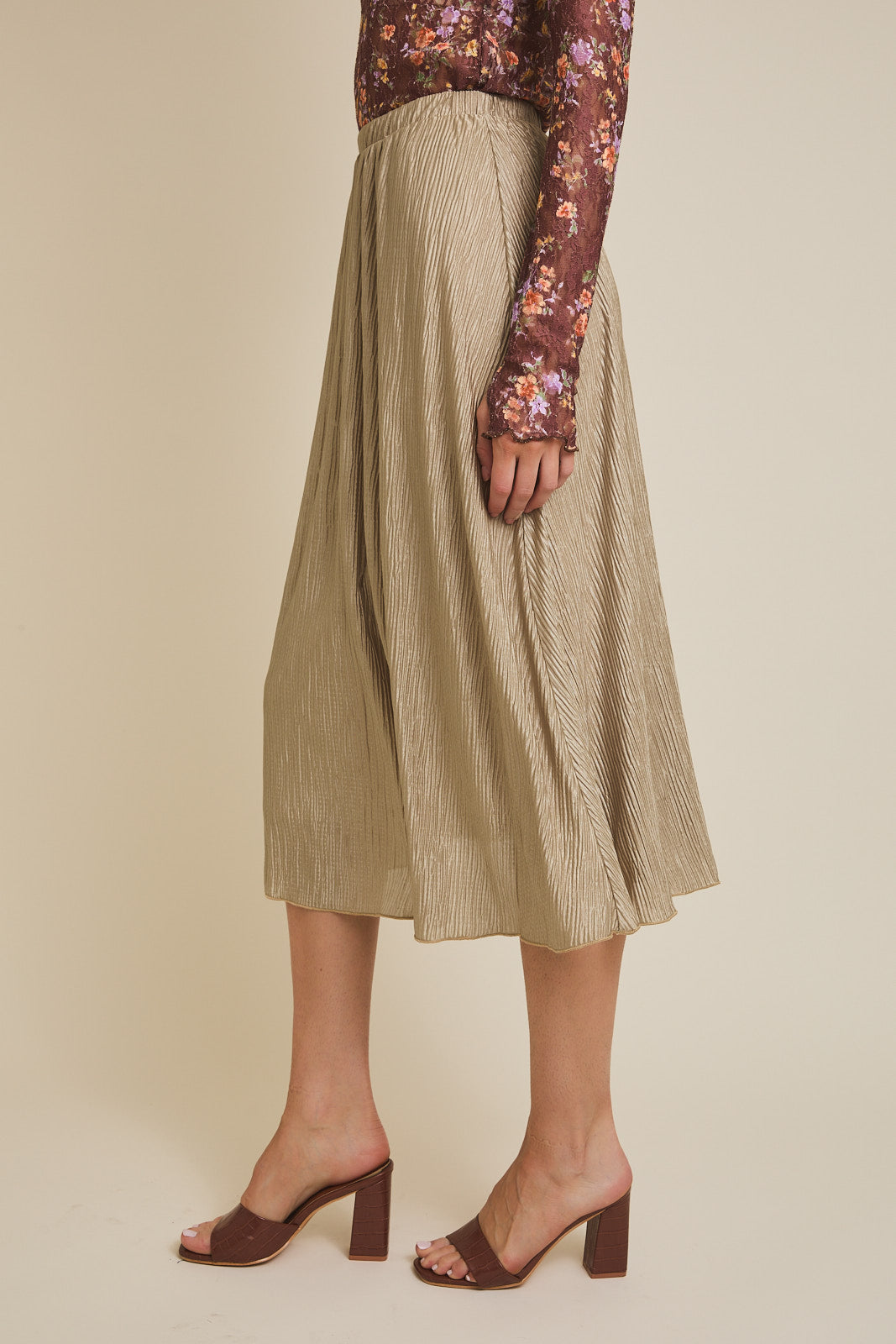 Audrey Pleated Midi Skirt