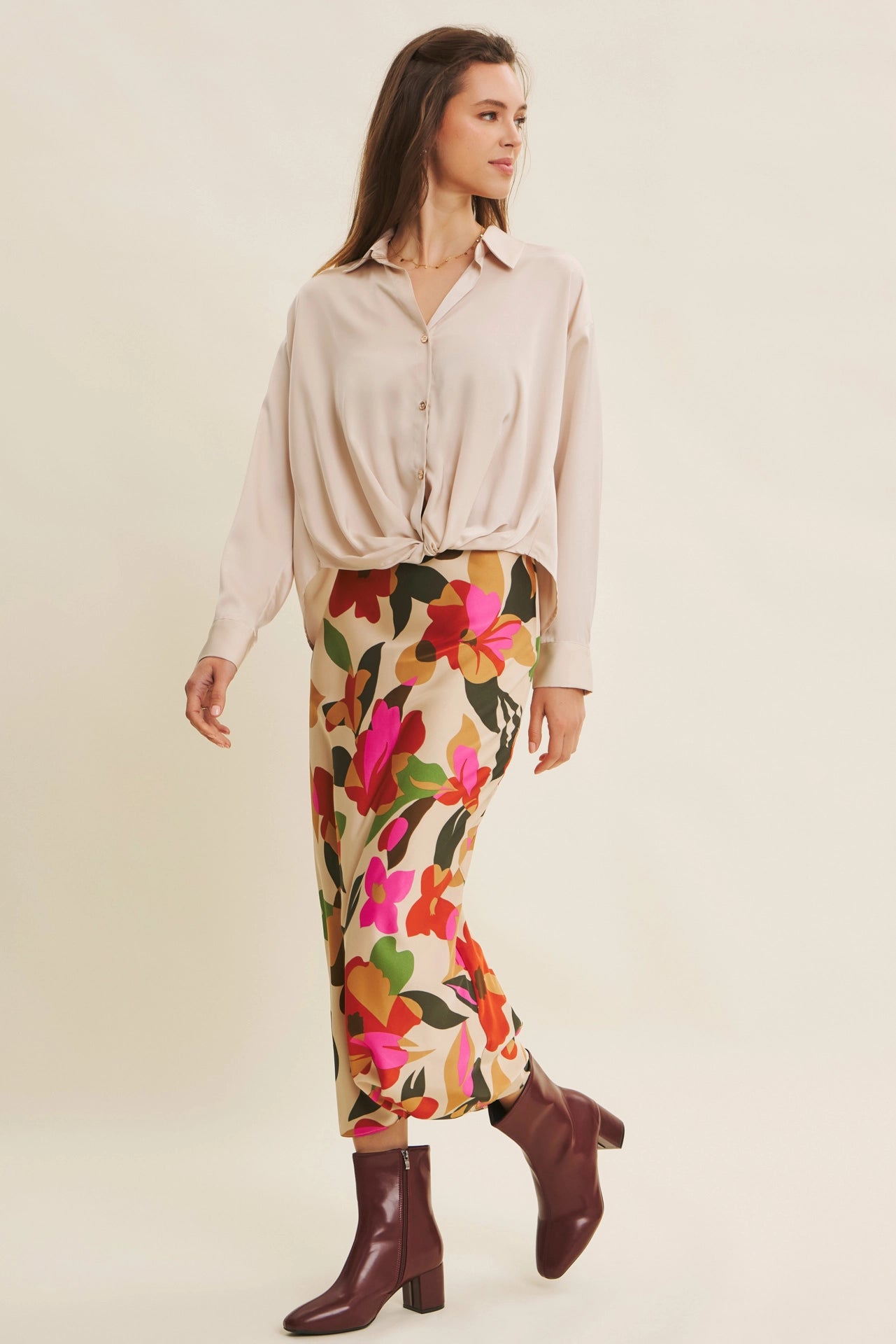 Bianca Knotted Satin Shirt