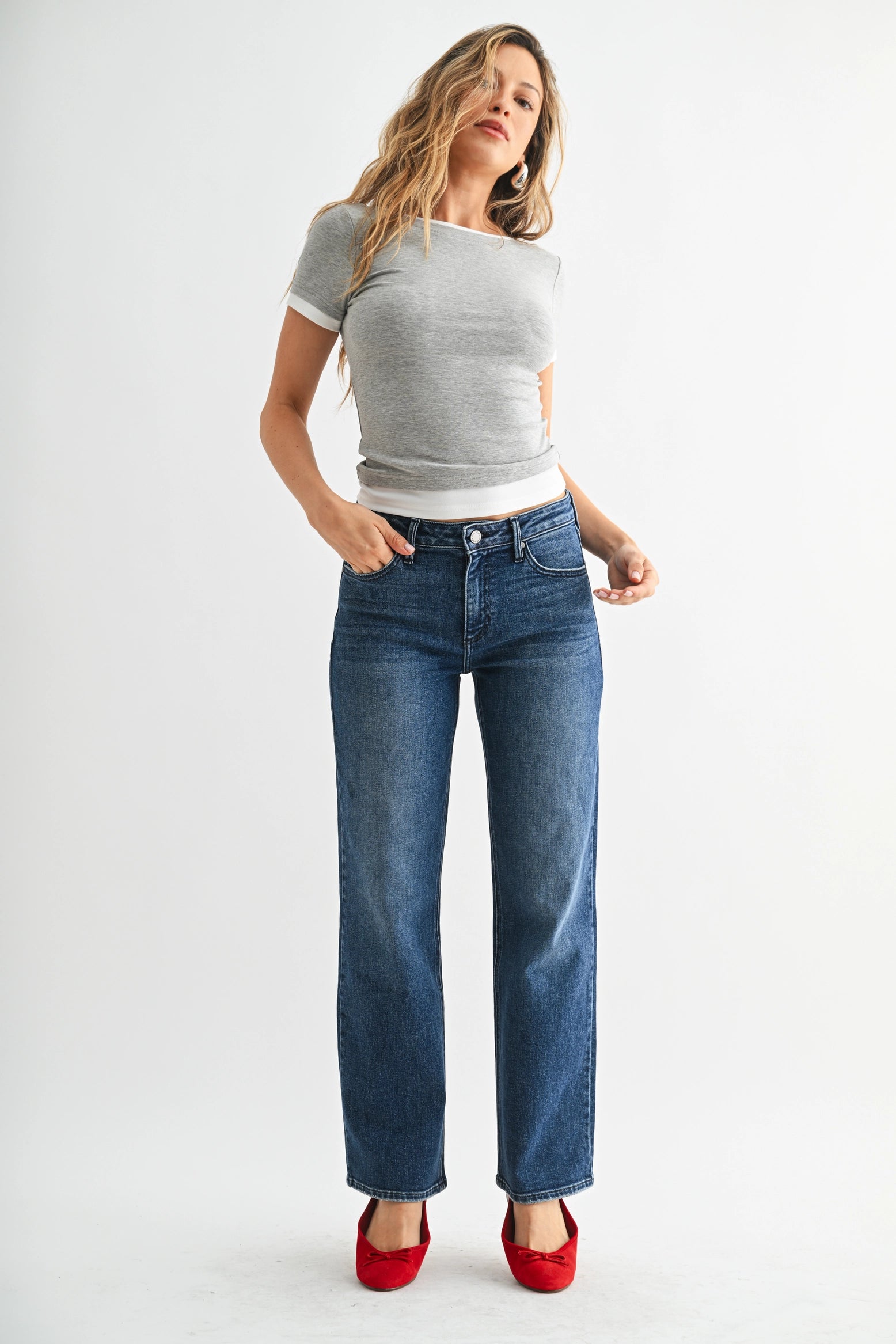 Corrie Stretchy Straight Jean in Dark Denim