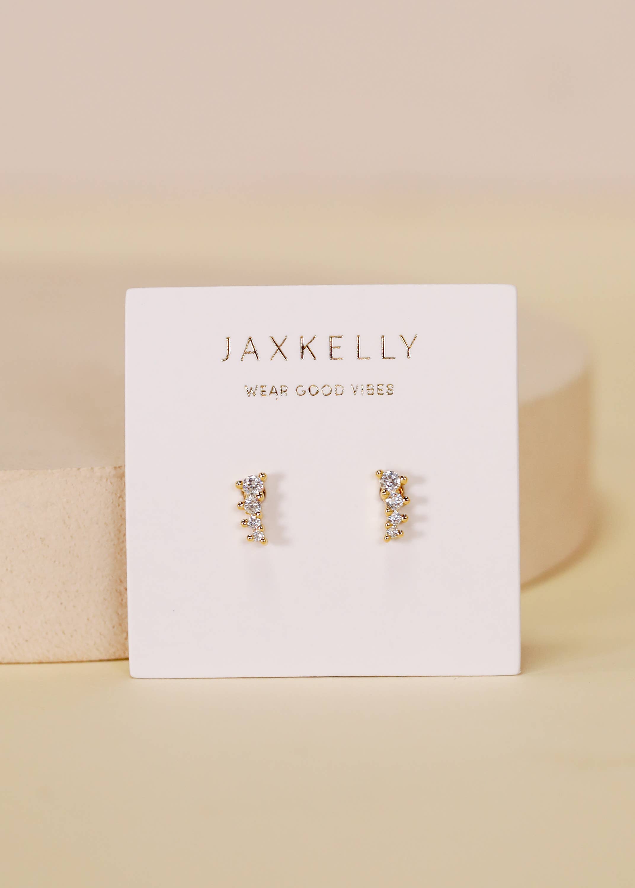 Mini Crawler CZ Gold Earrings