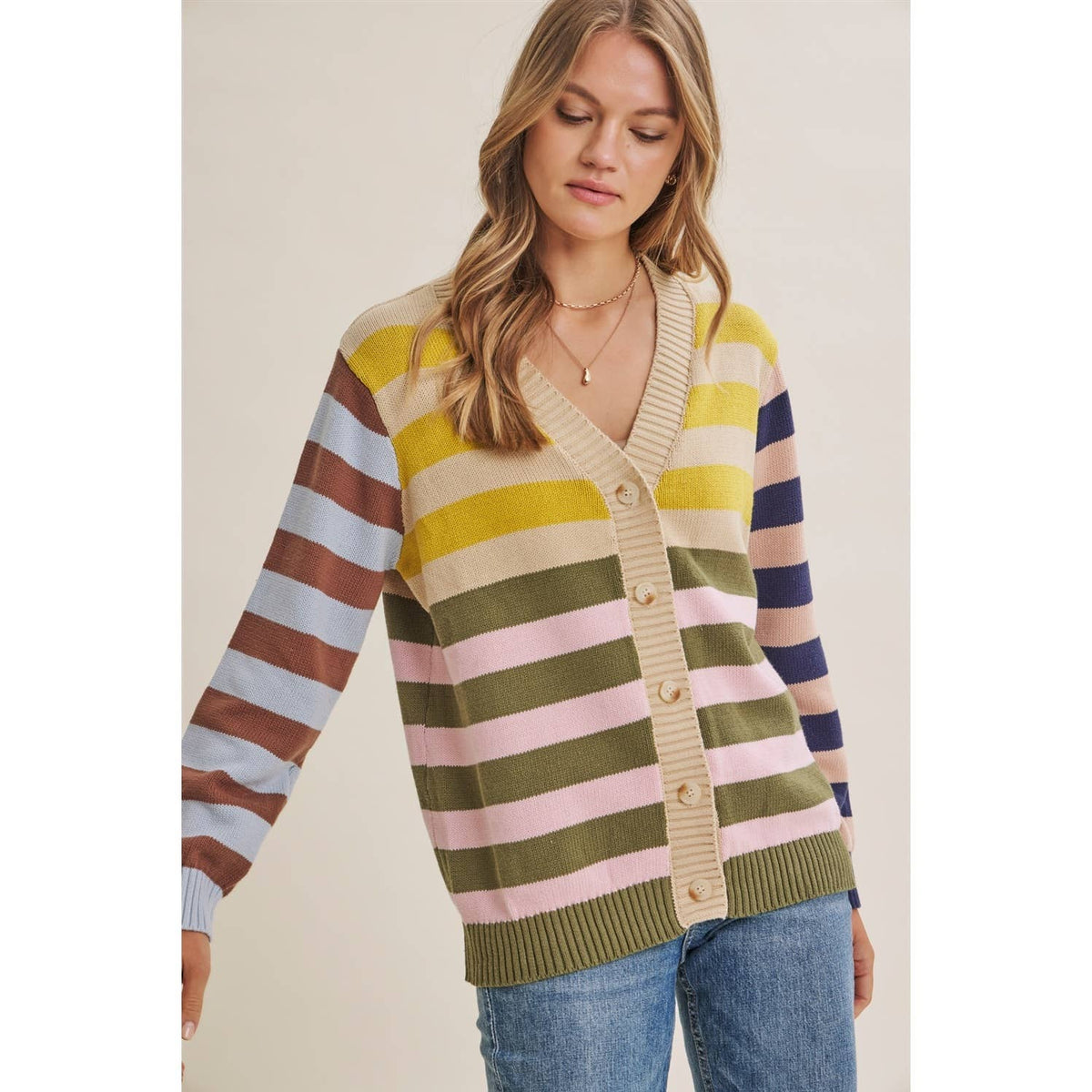 Sally Colorblock Striped Cardigan