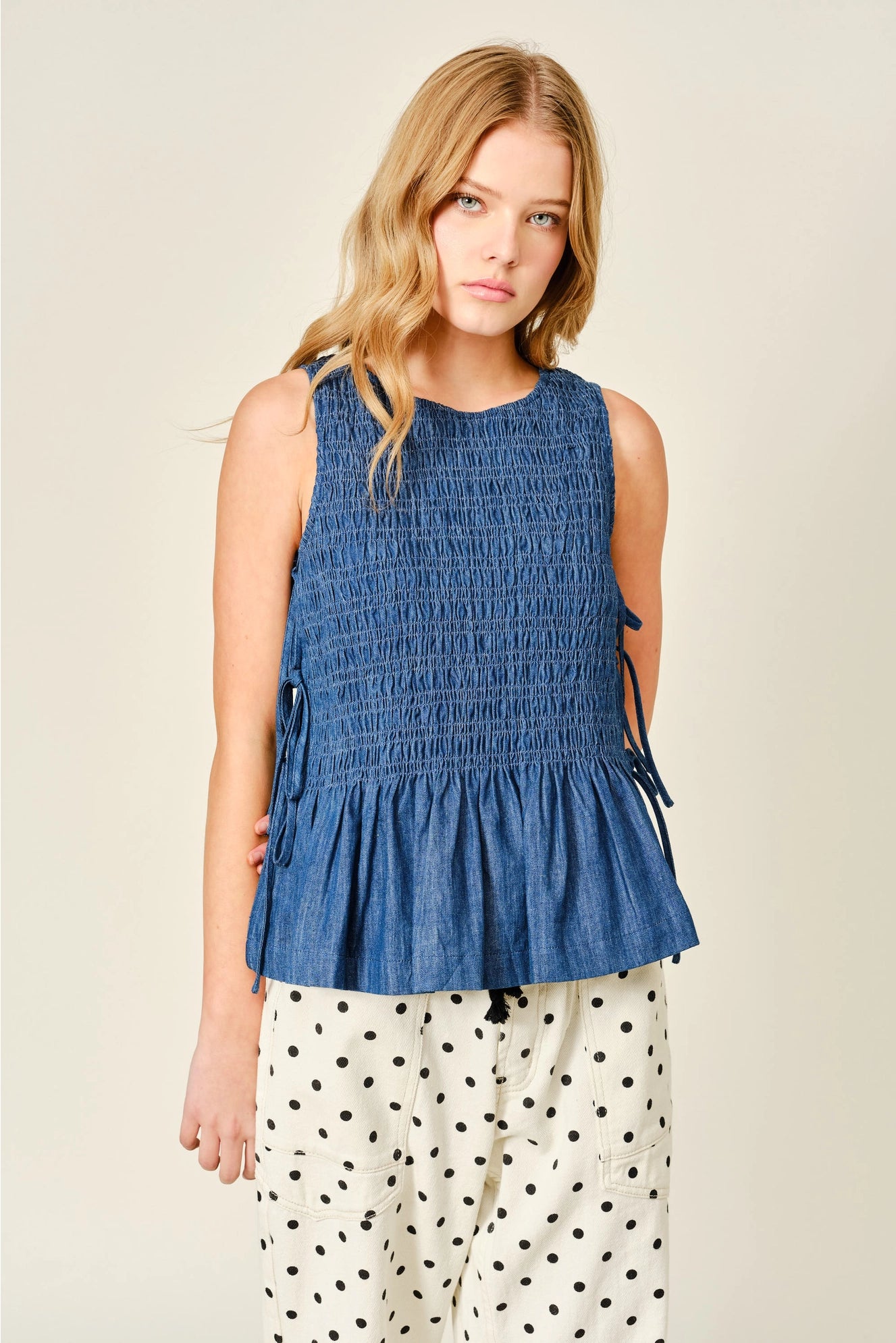 Quinn Smocked Tie Tank