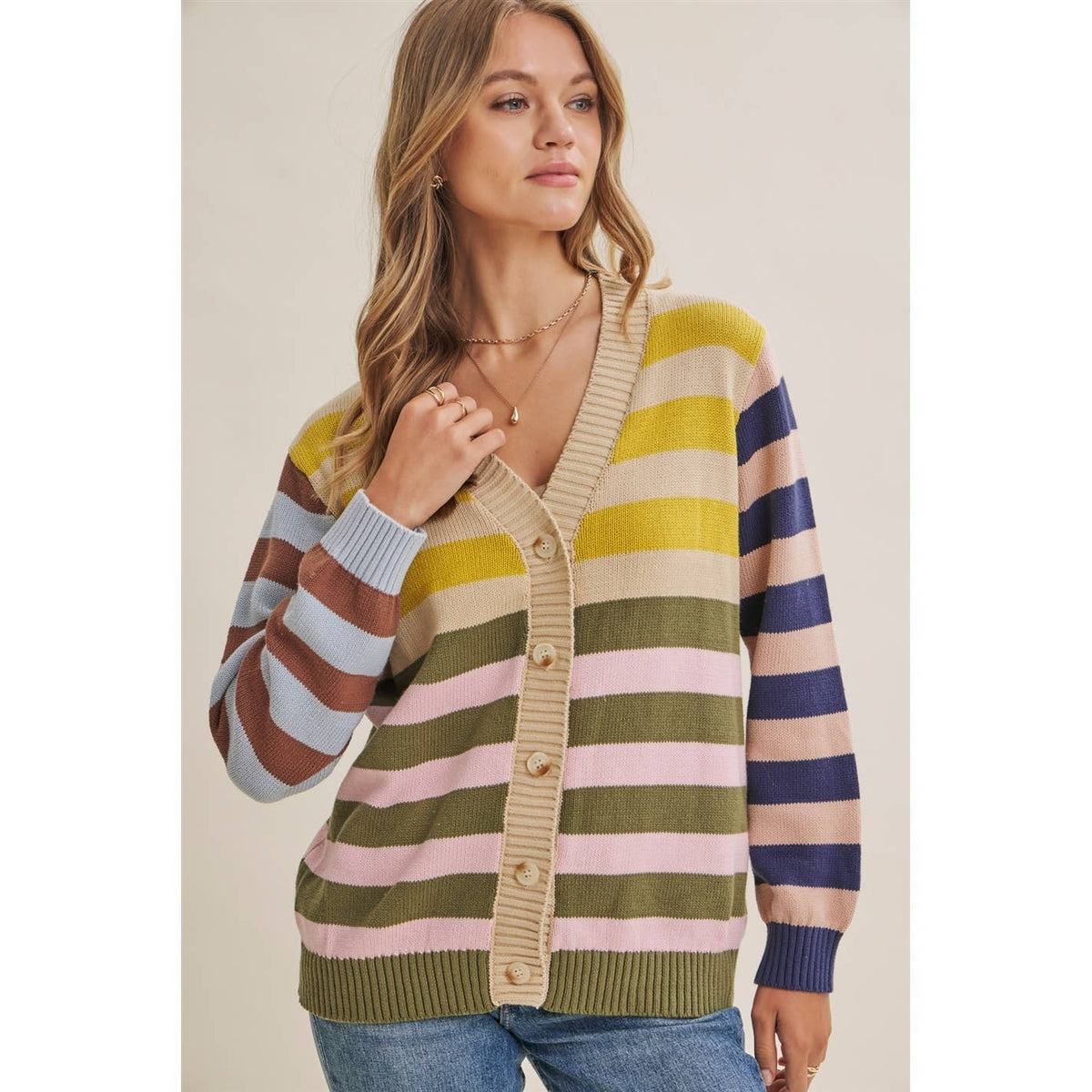 Sally Colorblock Striped Cardigan