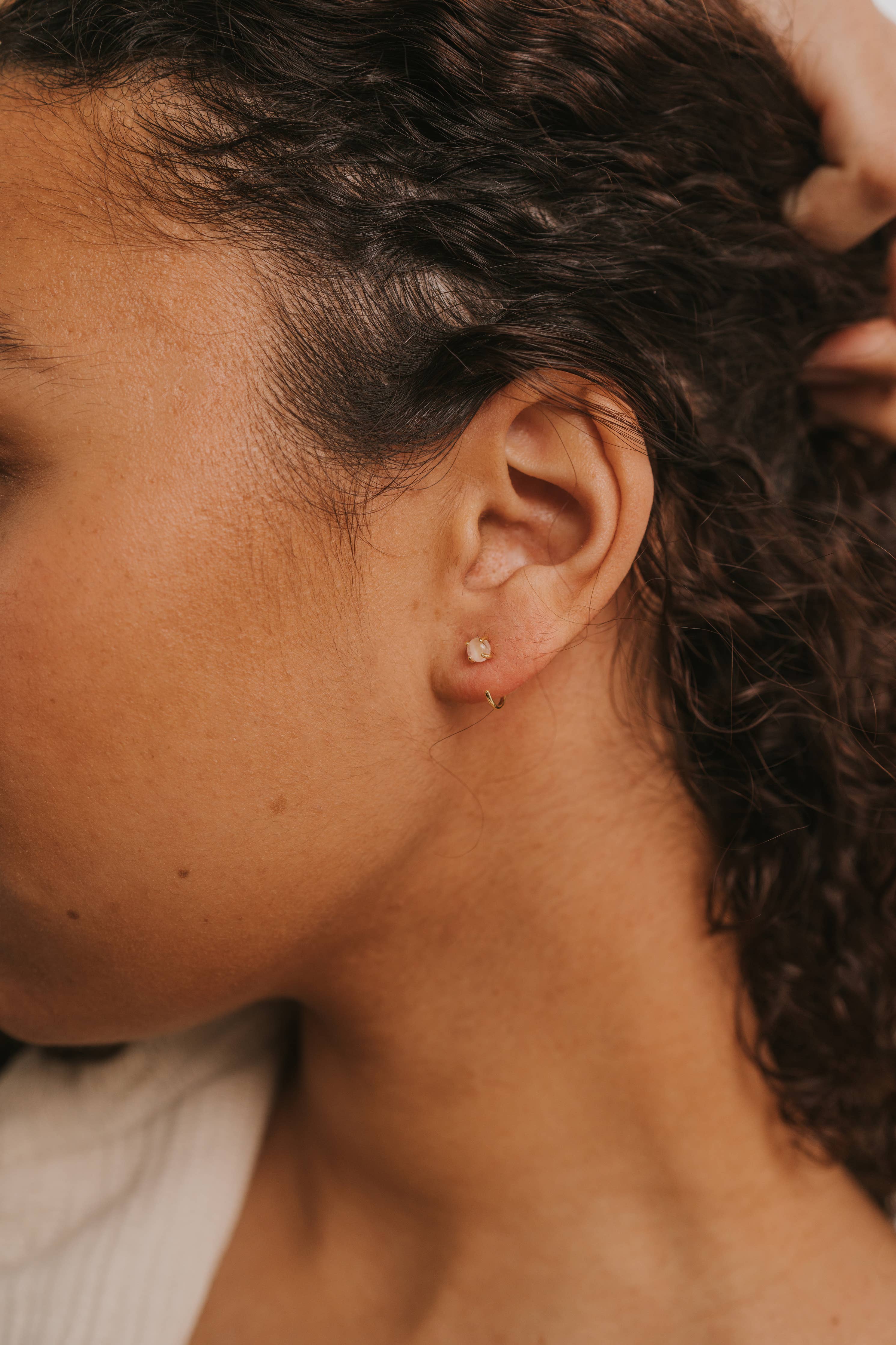 Gemstone Huggie Earrings