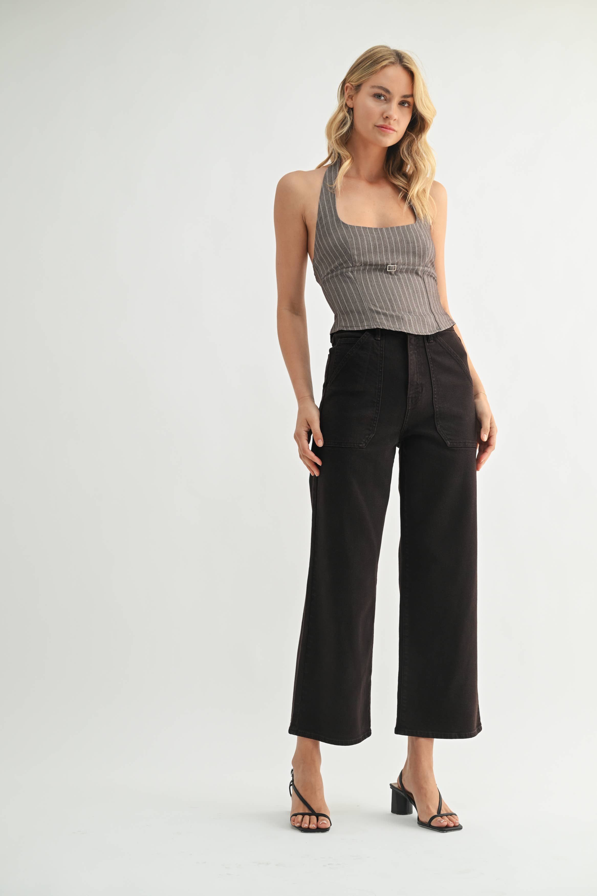 Rory Cargo Pocket Wide Leg Pant in Chocolate