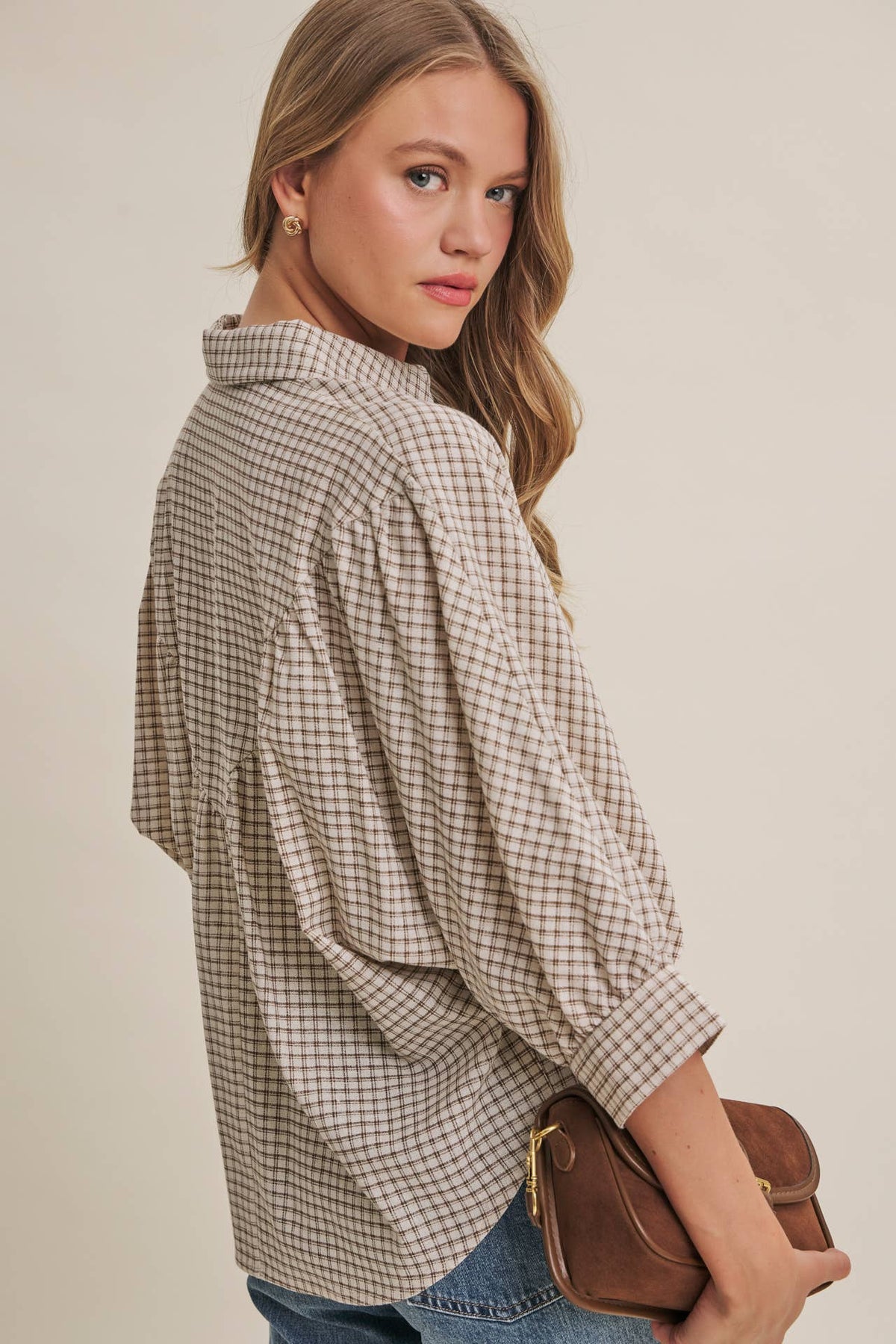 Delta Plaid Dolman Button Down