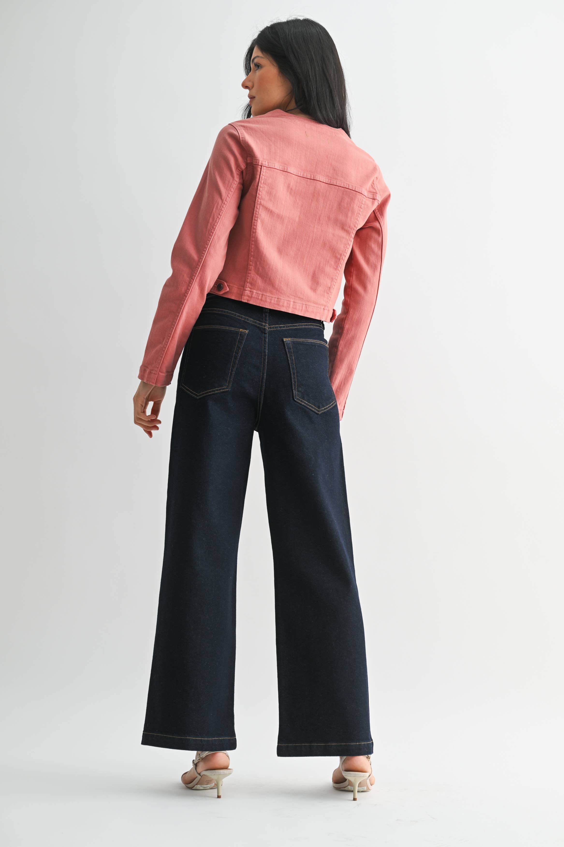 June Patch Pocket Wide Leg Jean in Super Dark Denim