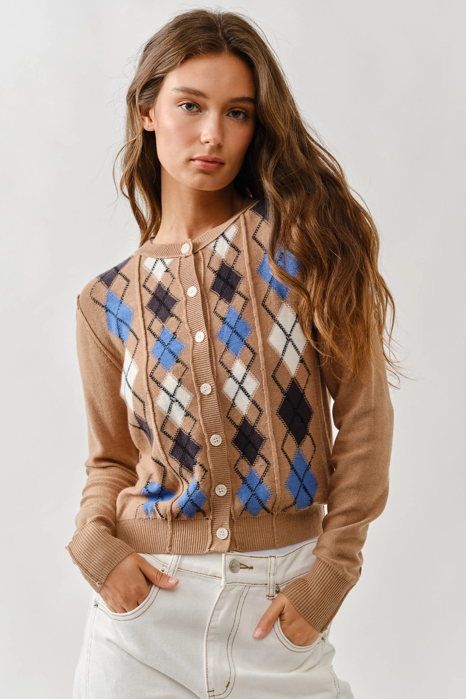 Mary Relaxed Fit Argyle Cardigan