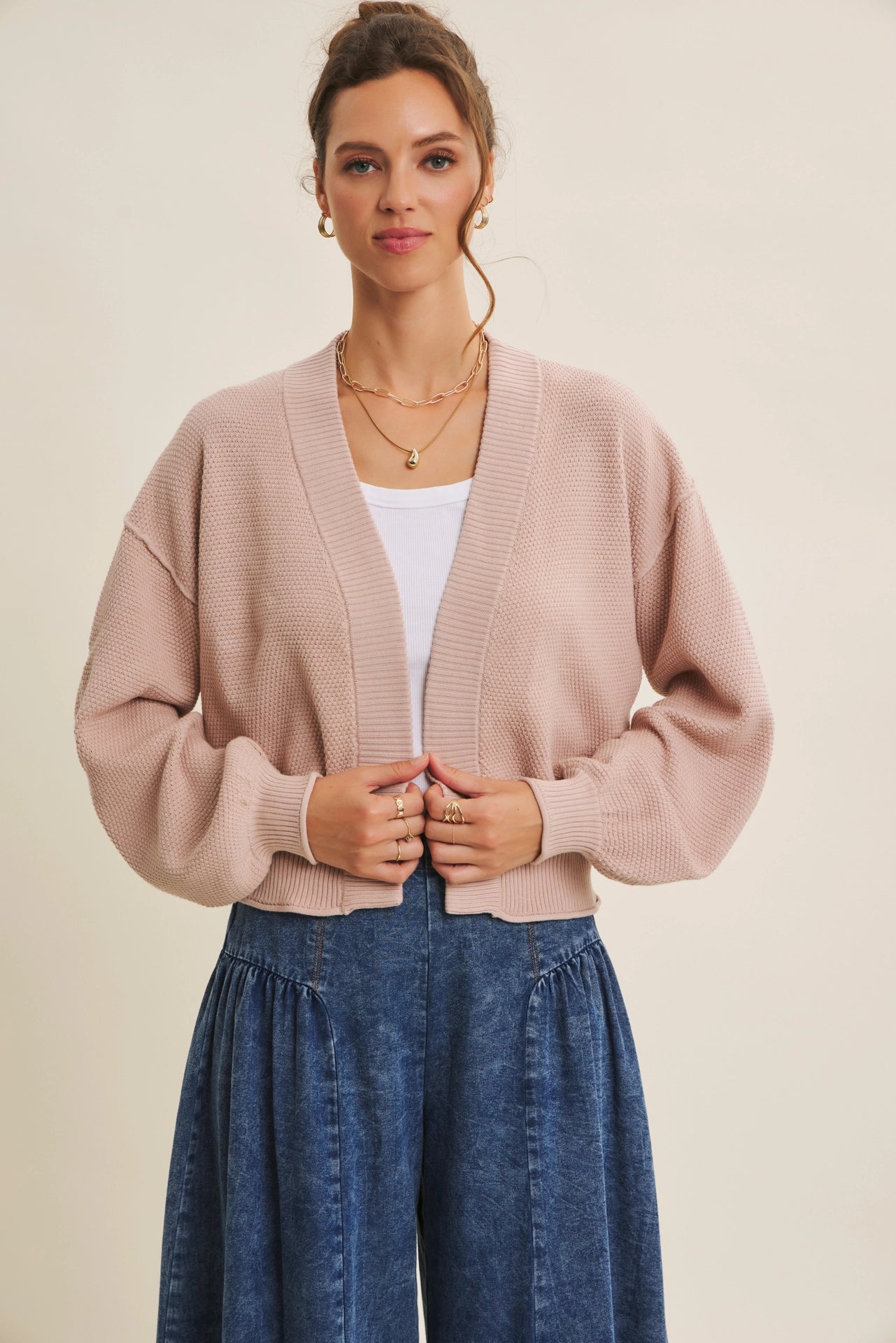 Rachel Waffle Open Cardigan