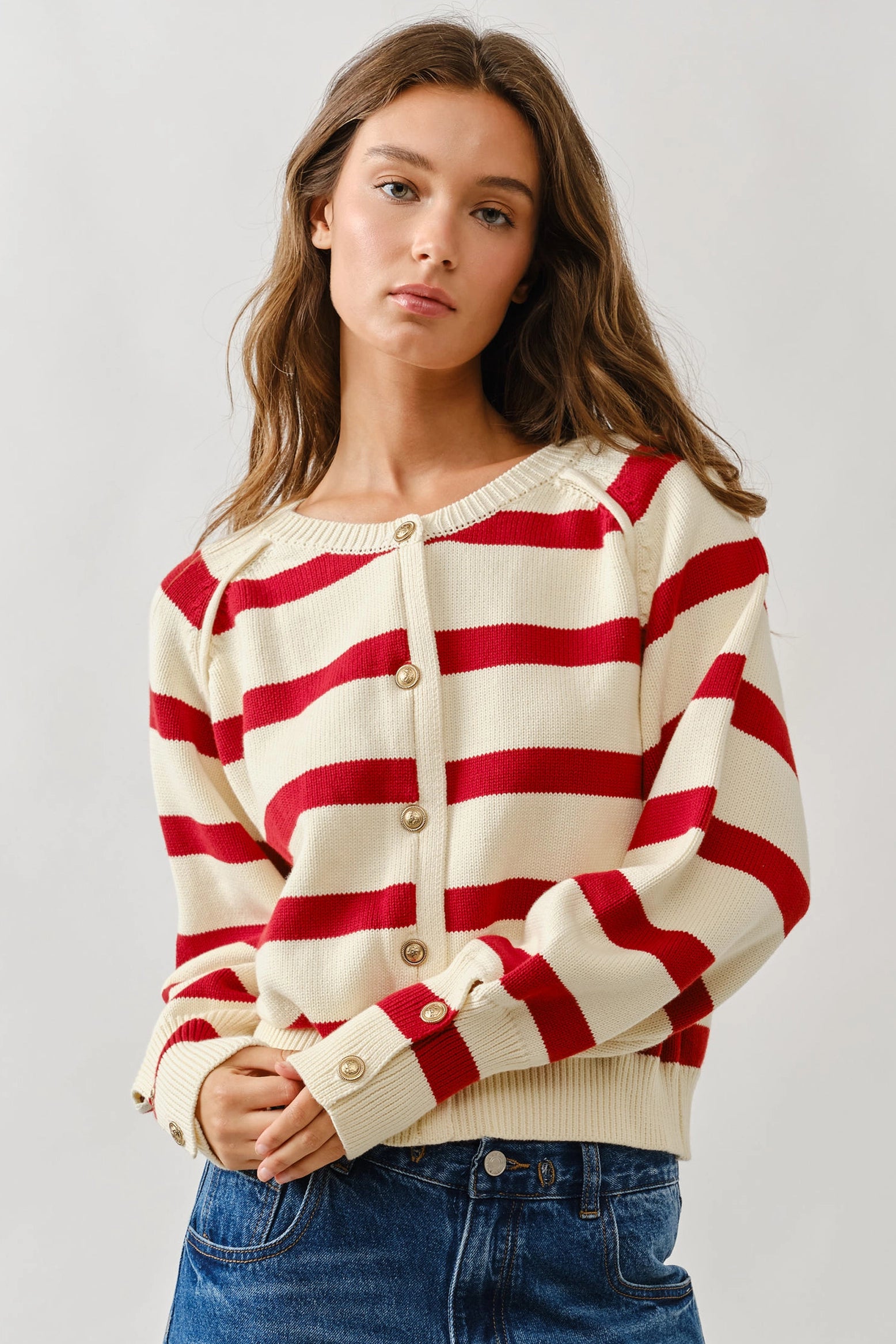 Dani Striped Raglan Cardigan