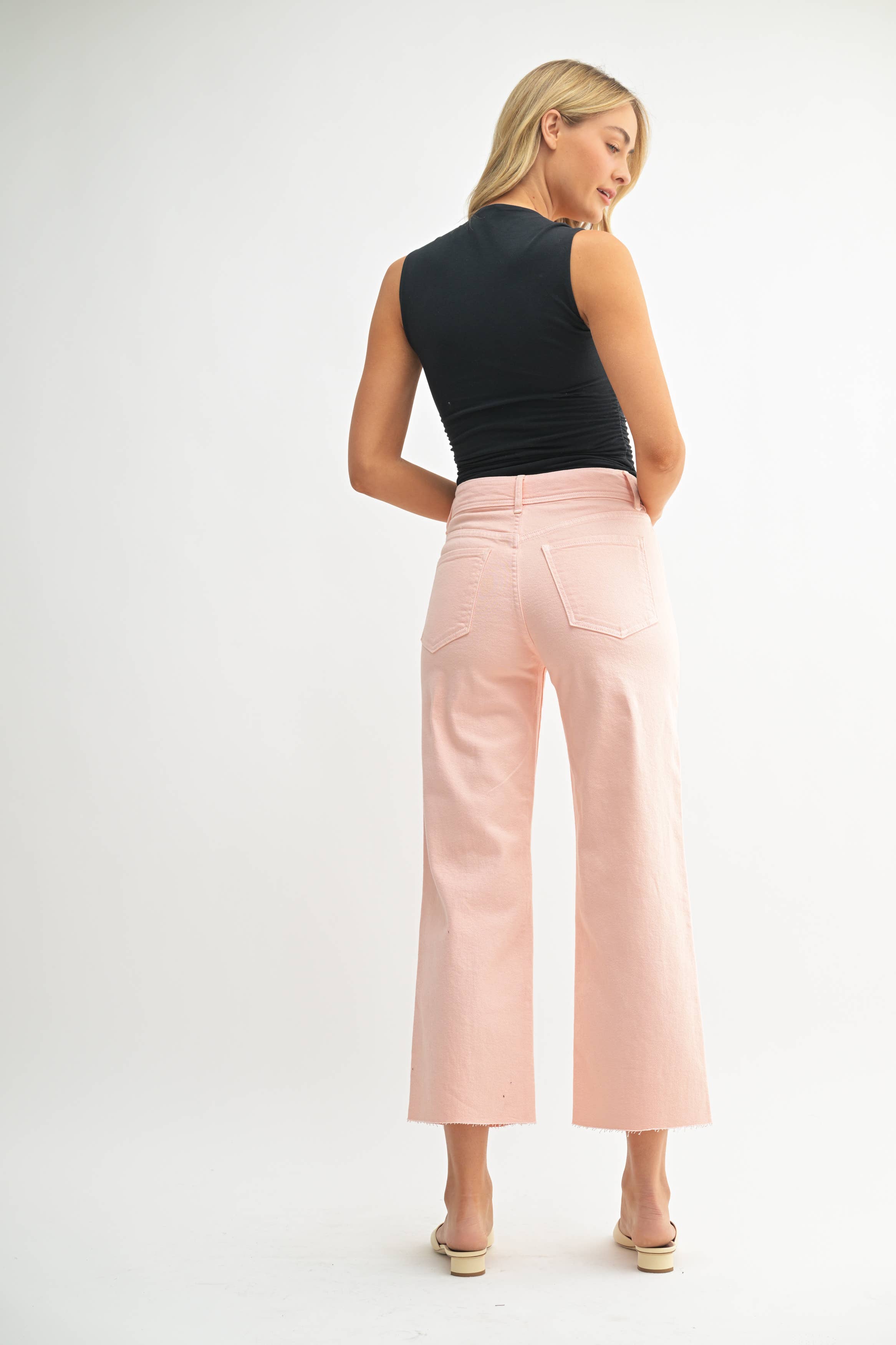 Layla High Rise Utility Wide Leg in Peach